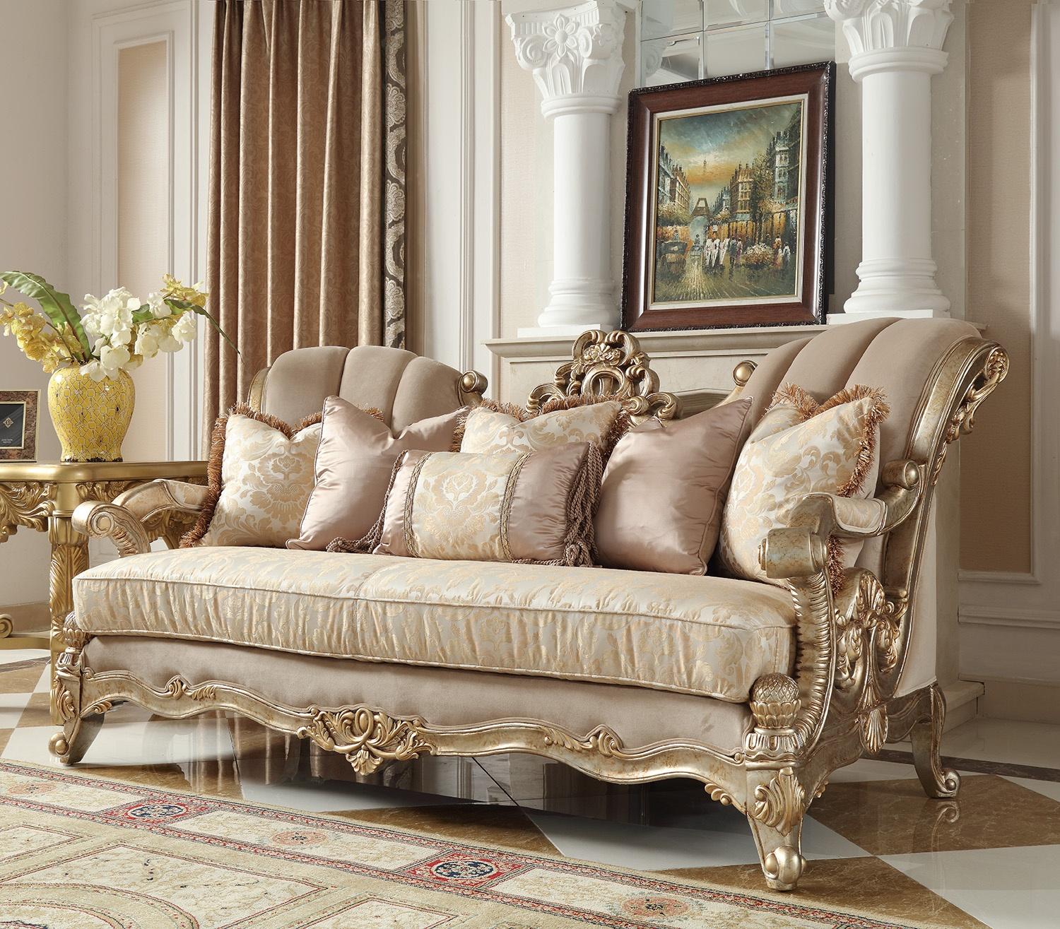 

    
Homey Design Furniture HD-2663 Sofa Set Metallic/Gold Finish/Beige HD-2663-2PC
