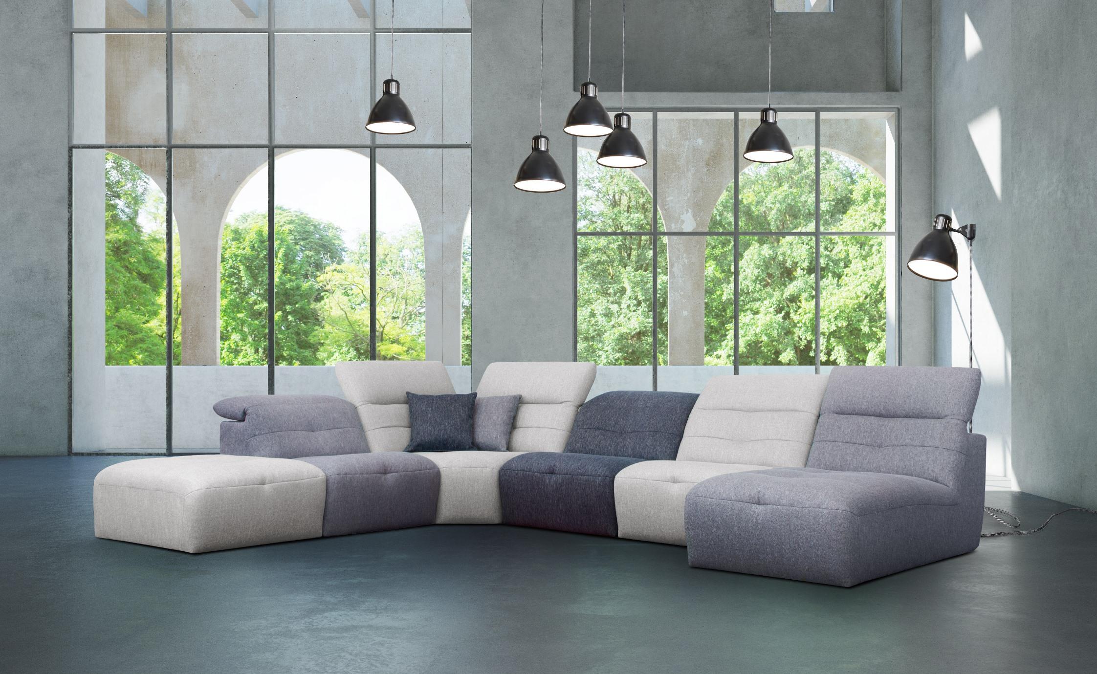 Contemporary, Traditional, Urban Modular Sectional Sofa Moon MOONSECTIONAL in Charcoal, White, Gray Fabric