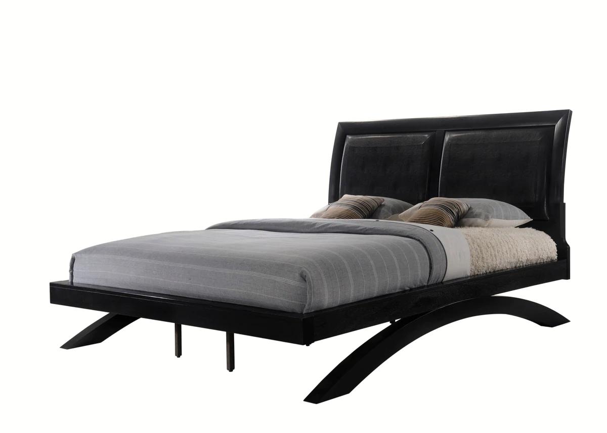 Contemporary, Modern Panel Bed Galinda B6570-Q-Bed in Charcoal PU