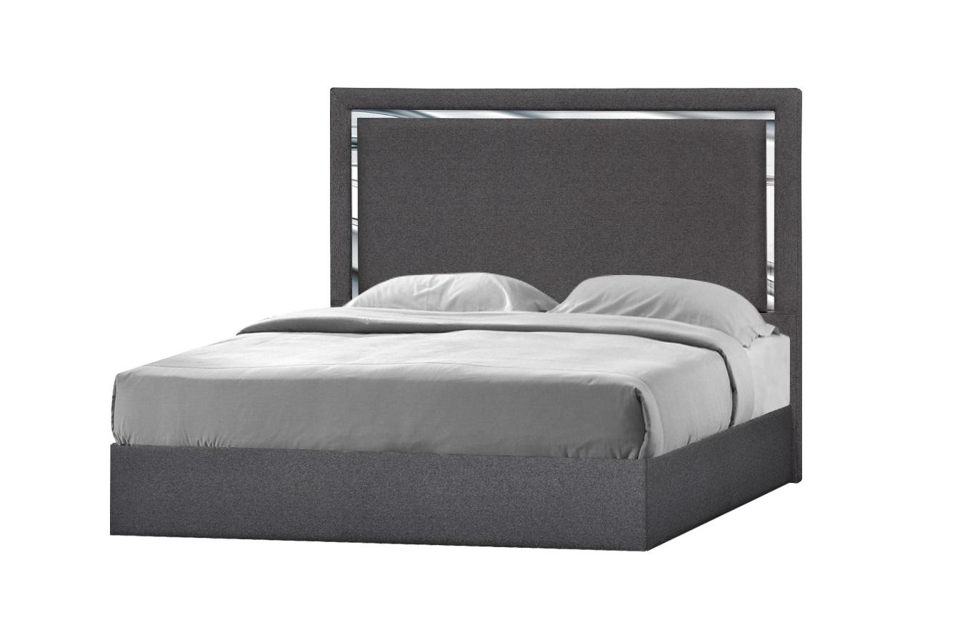 Contemporary Platform Bed Monet SKU 18740-EK-Bed in Charcoal Fabric