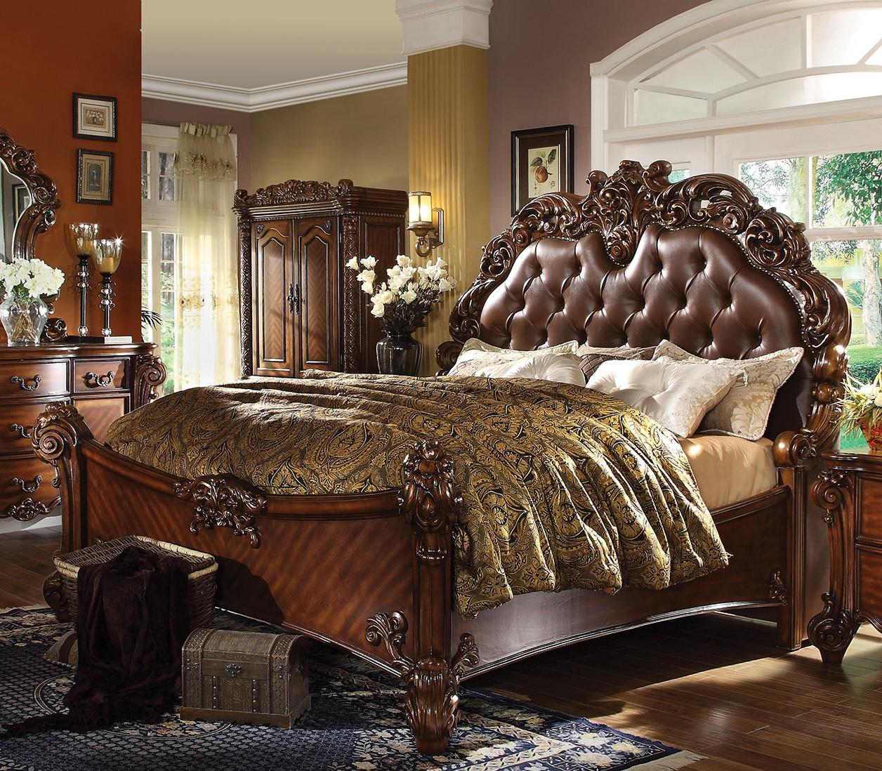 

    
Cherry King Bedroom Set 3P w/Nightstands Vendome 21997EK Acme Classic Victorian
