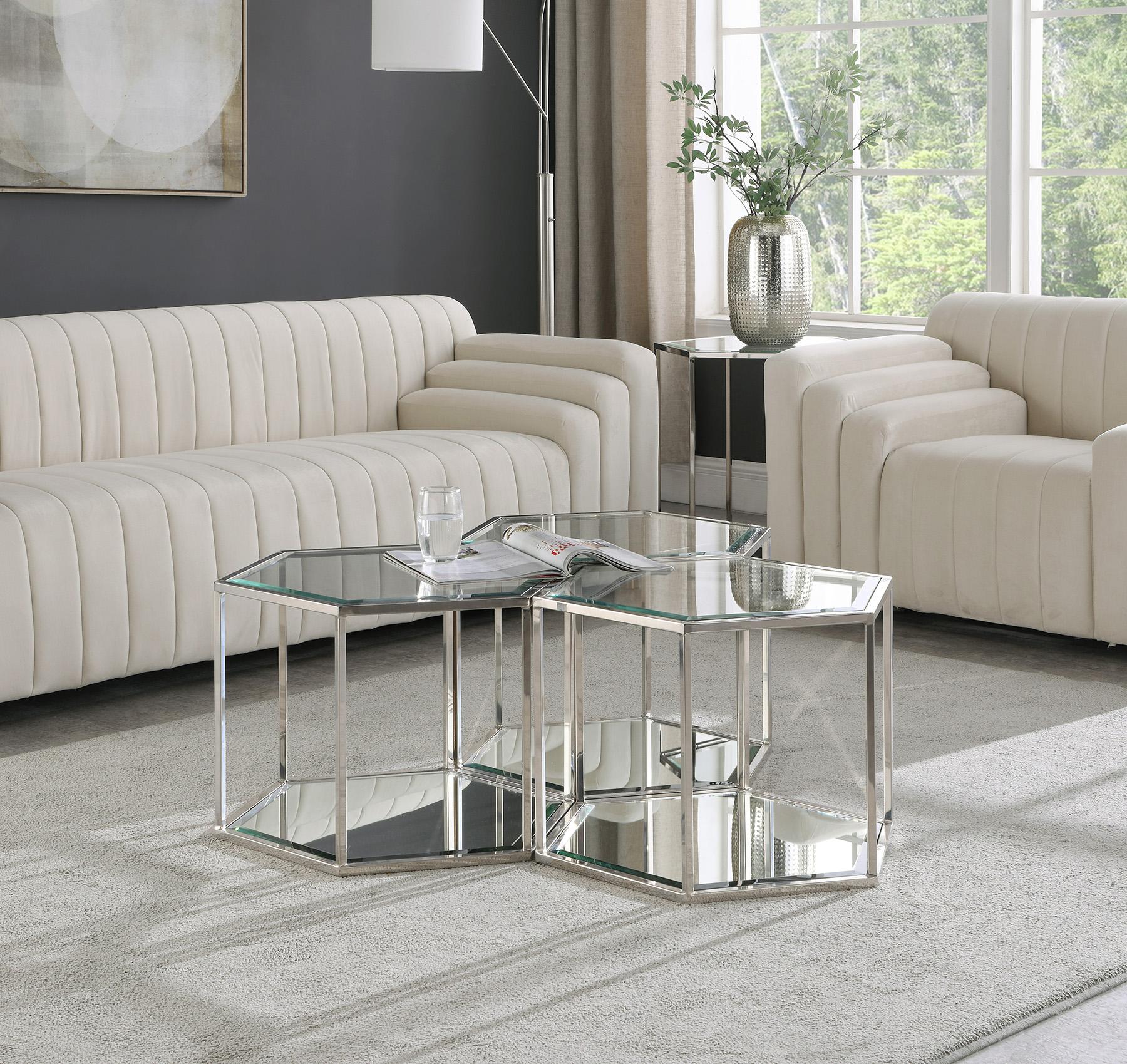 

    
Chrome Stainless Steel & Glass Modular Coffee Table SEI 206-CT-3PC Meridian
