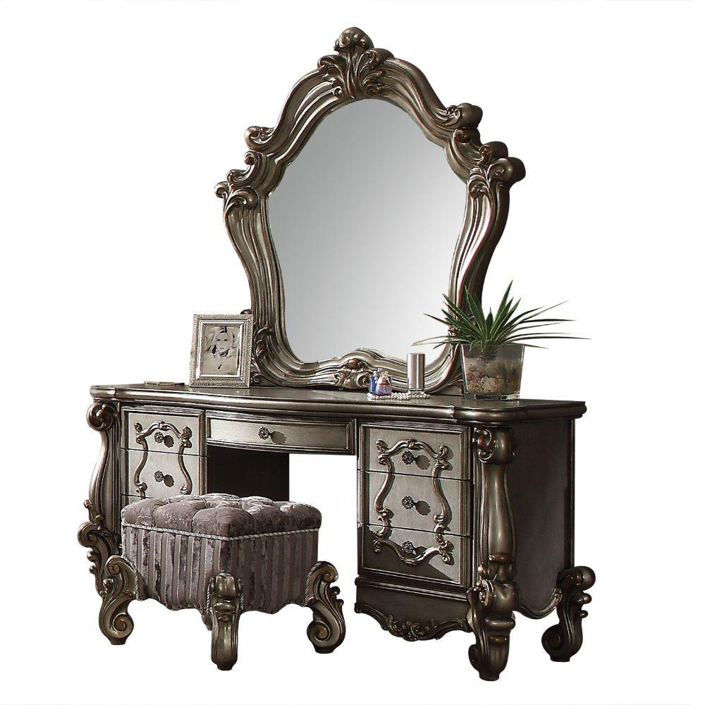 

    
Classic Antique Platinum Wood Vanity Desk Acme Versailles 26847-VD
