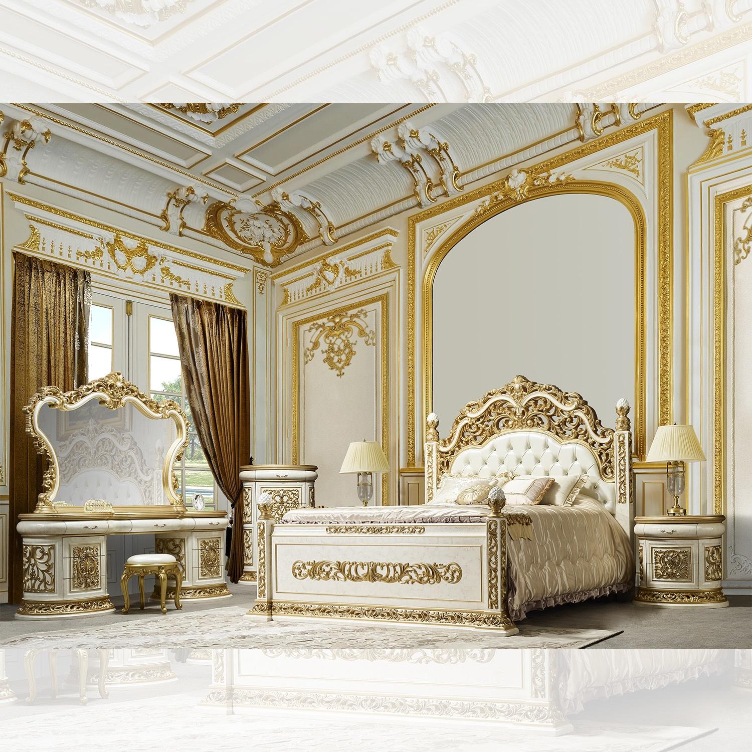 

    
Homey Design Furniture HD-903-BED Panel Bed Antique White/Gold HD-903-EK-BED
