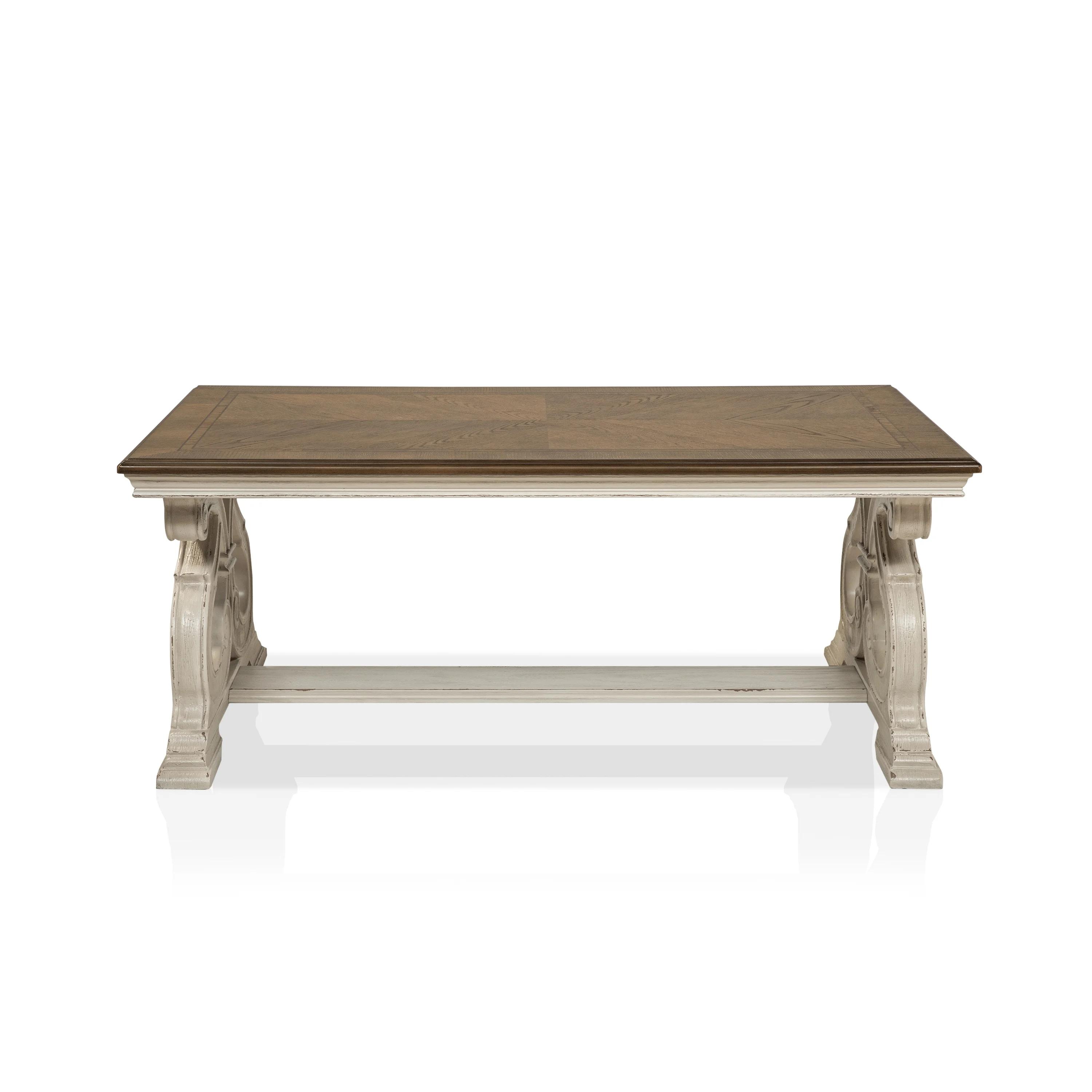 Classic, Traditional Coffee Table Clementine 4148-01 in Oak, Antique White 
