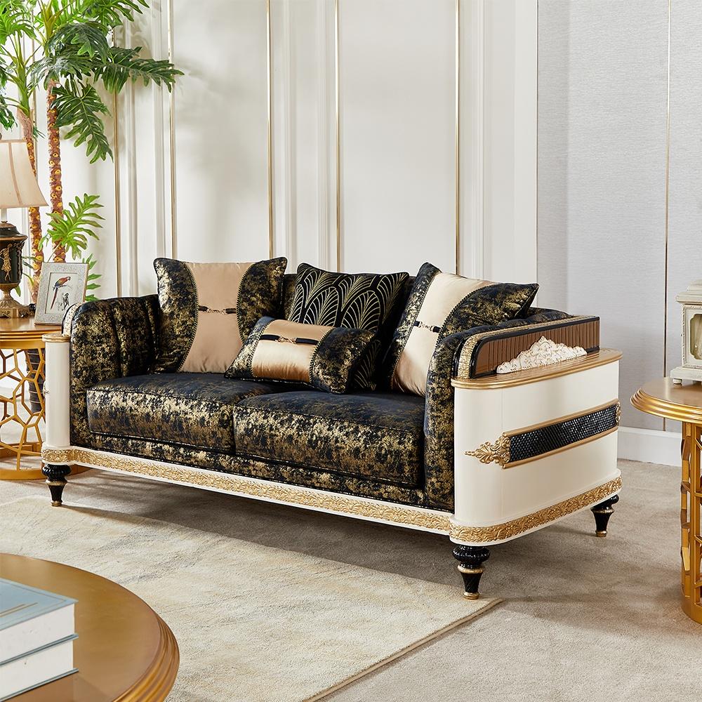 

    
Classic Black & Gold Wood Living Room Loveseat Homey Design HD-23937
