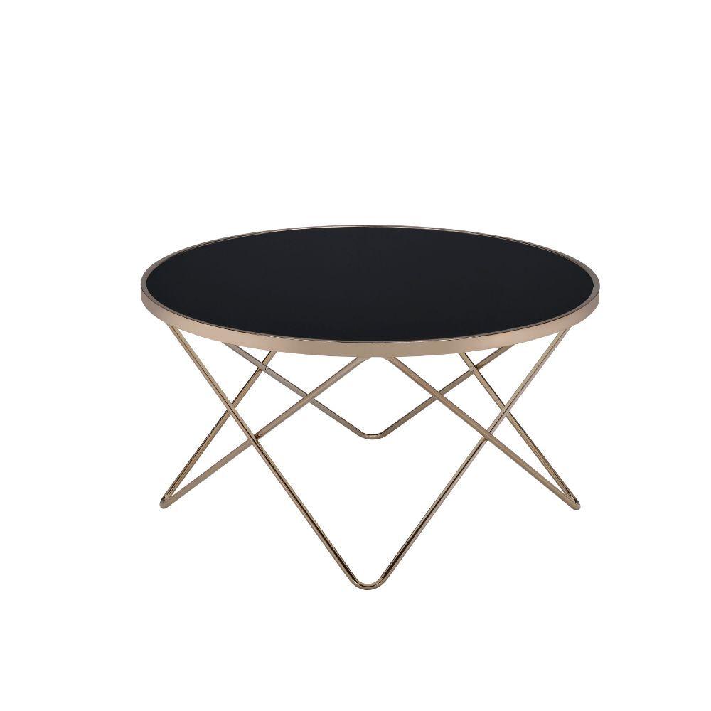 

    
Classic Champagne & Black Glass Coffee Table by Acme Valora 81830

