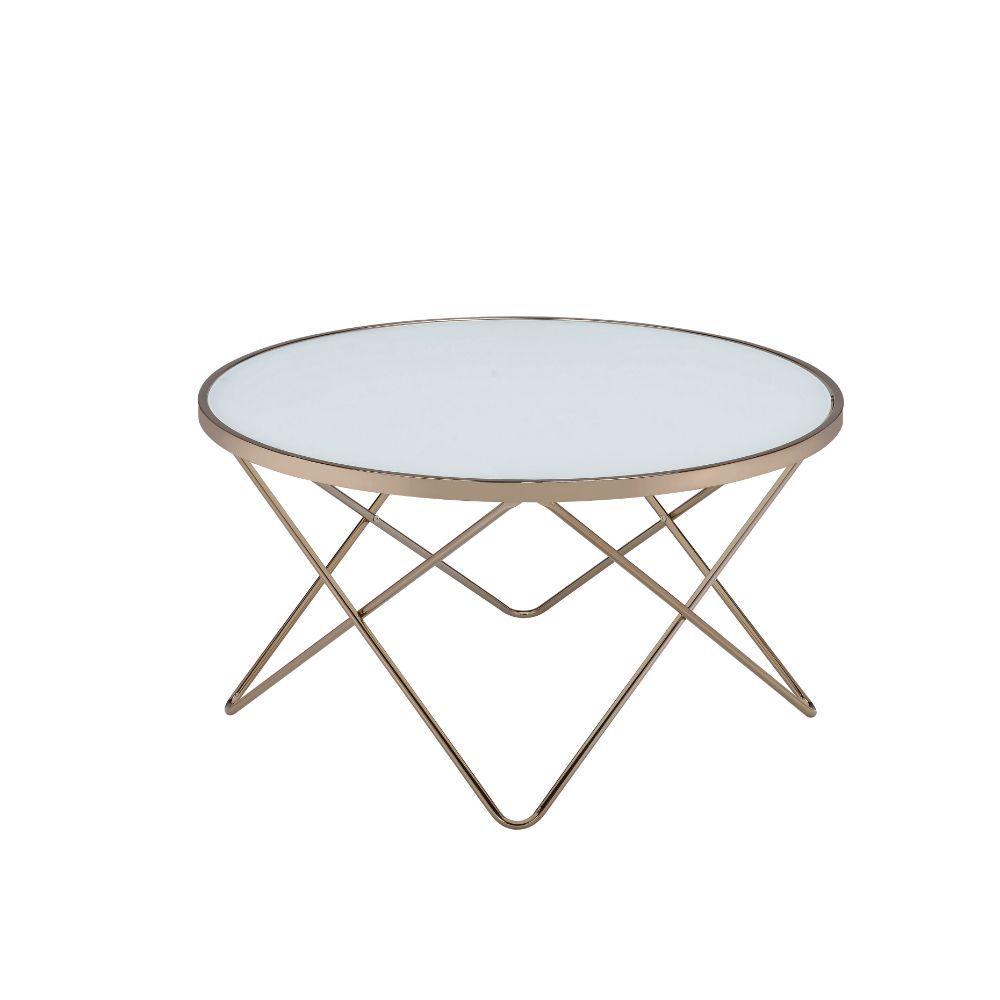 

    
Classic Champagne & Frosted Glass Coffee Table by Acme Valora 81825
