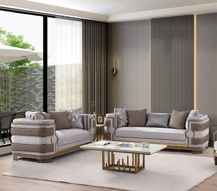 

    
Homey Design Furniture HD-9020 Loveseat Gray/Gold HD-L9020
