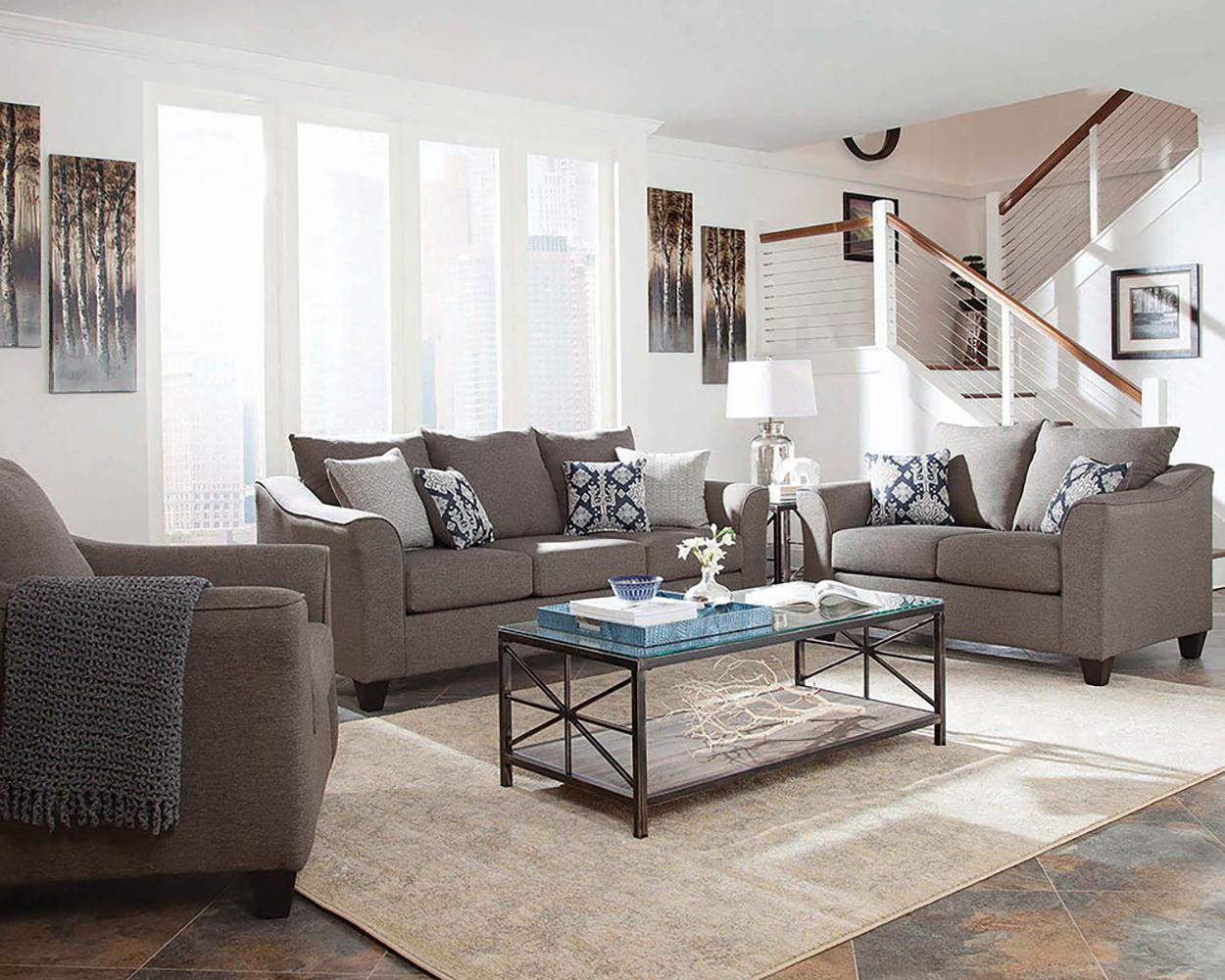 

    
Classic Gray Linen-like Upholstery Sofa Coaster 506021 Salizar
