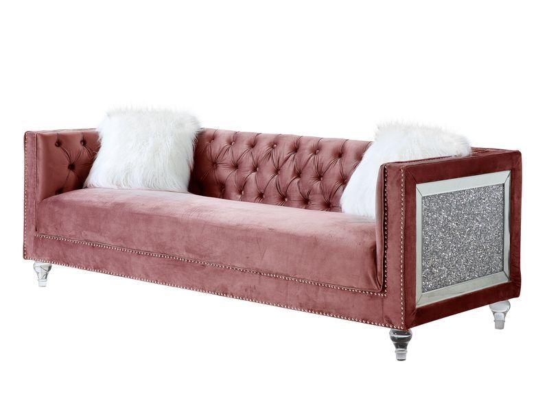 Classic Sofa HeiberoII LV00327 in Pink Velvet
