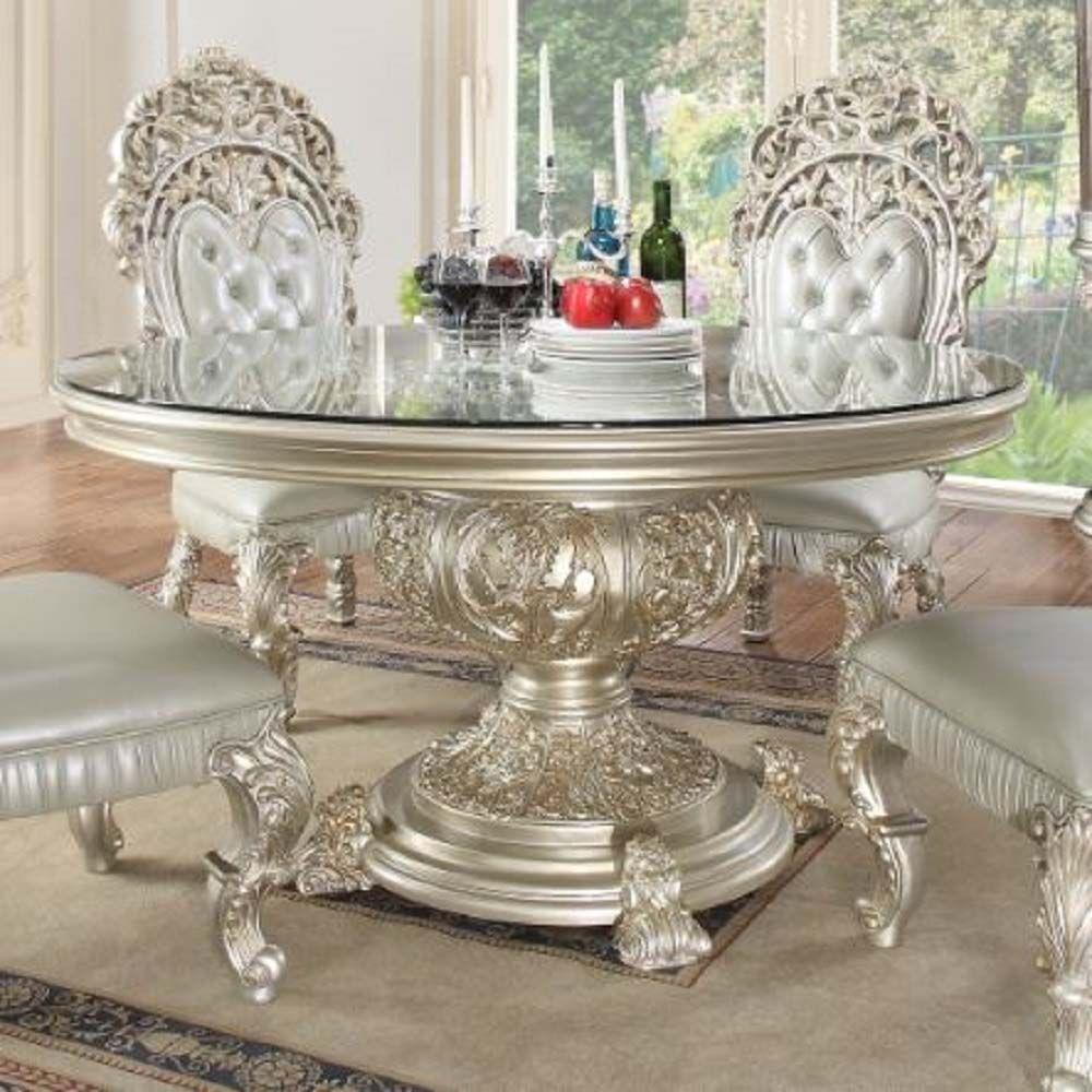 Classic Dining Table Sandoval Round Dining Table DN01493-RT DN01493-RT in Silver 