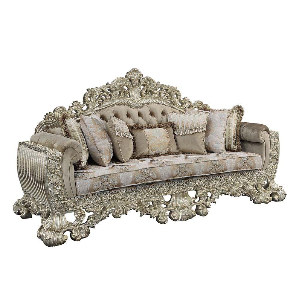 

    
Classic Silver Gold Wood Fabric Living Room Set 6PCS Acme Furniture Sorina LV01205-S-6PCS
