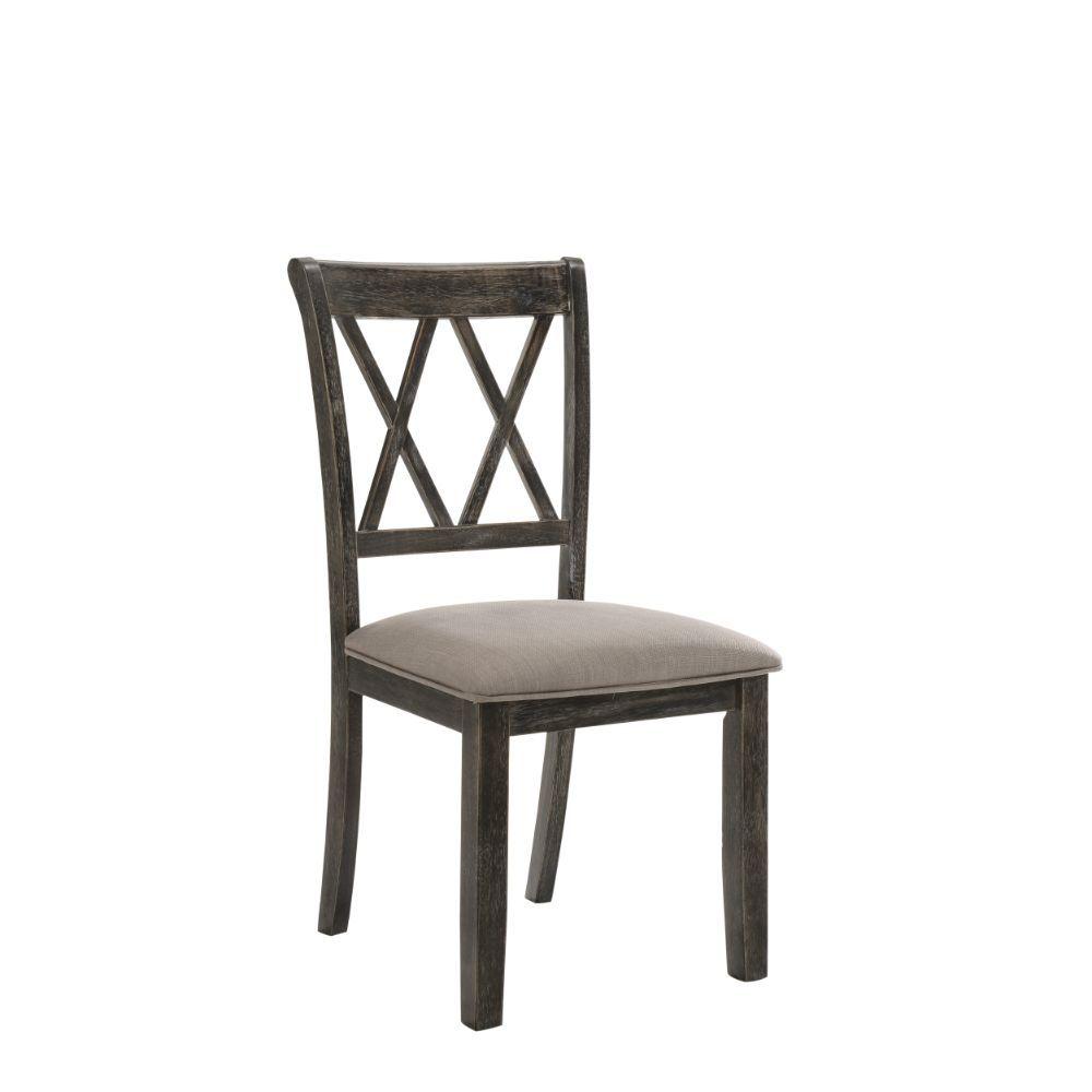 Classic, Rustic Side Chair Set Claudia II 71882-2pcs in Gray Fabric