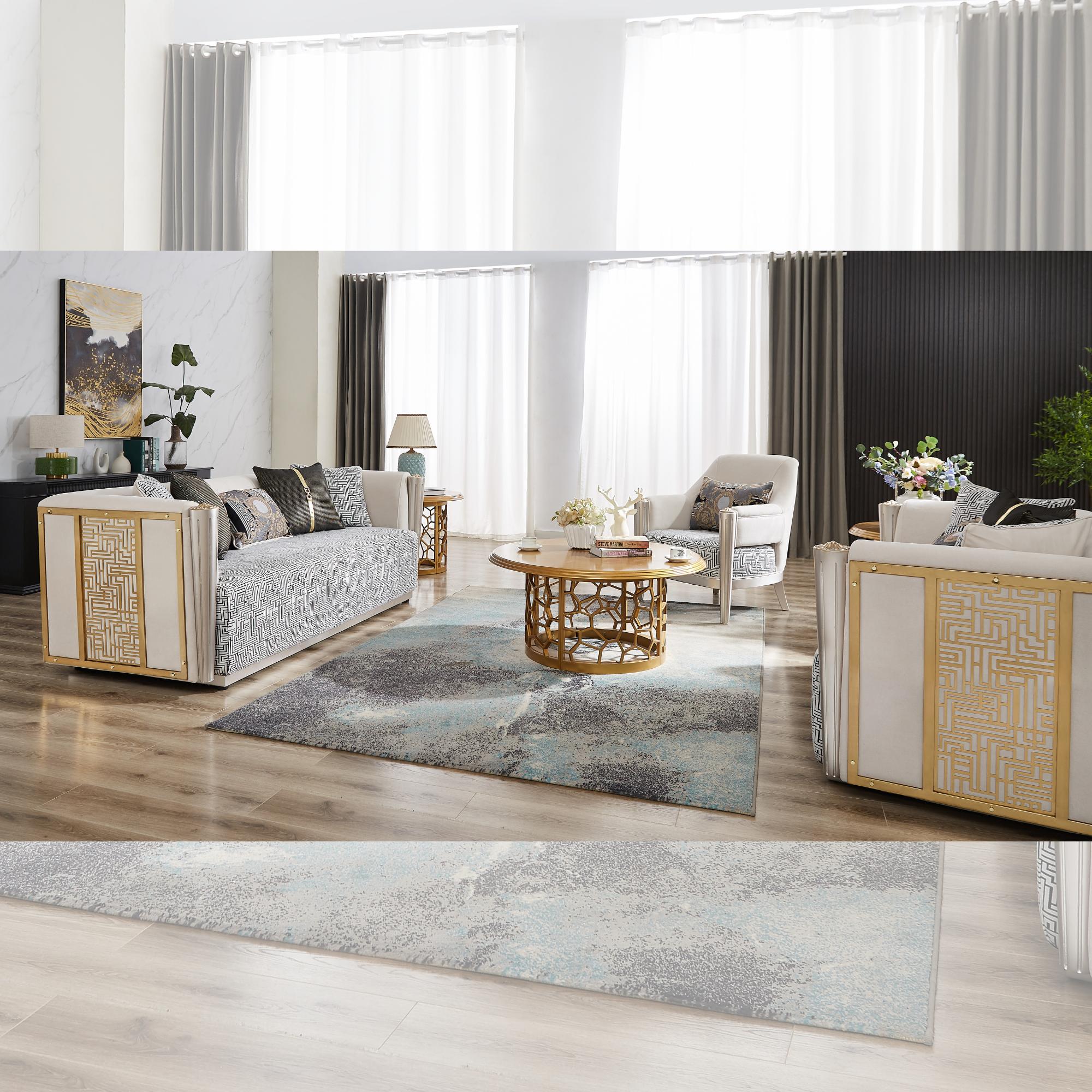 

    
Classic White/Gray Wood Sofa Homey Design HD-9038
