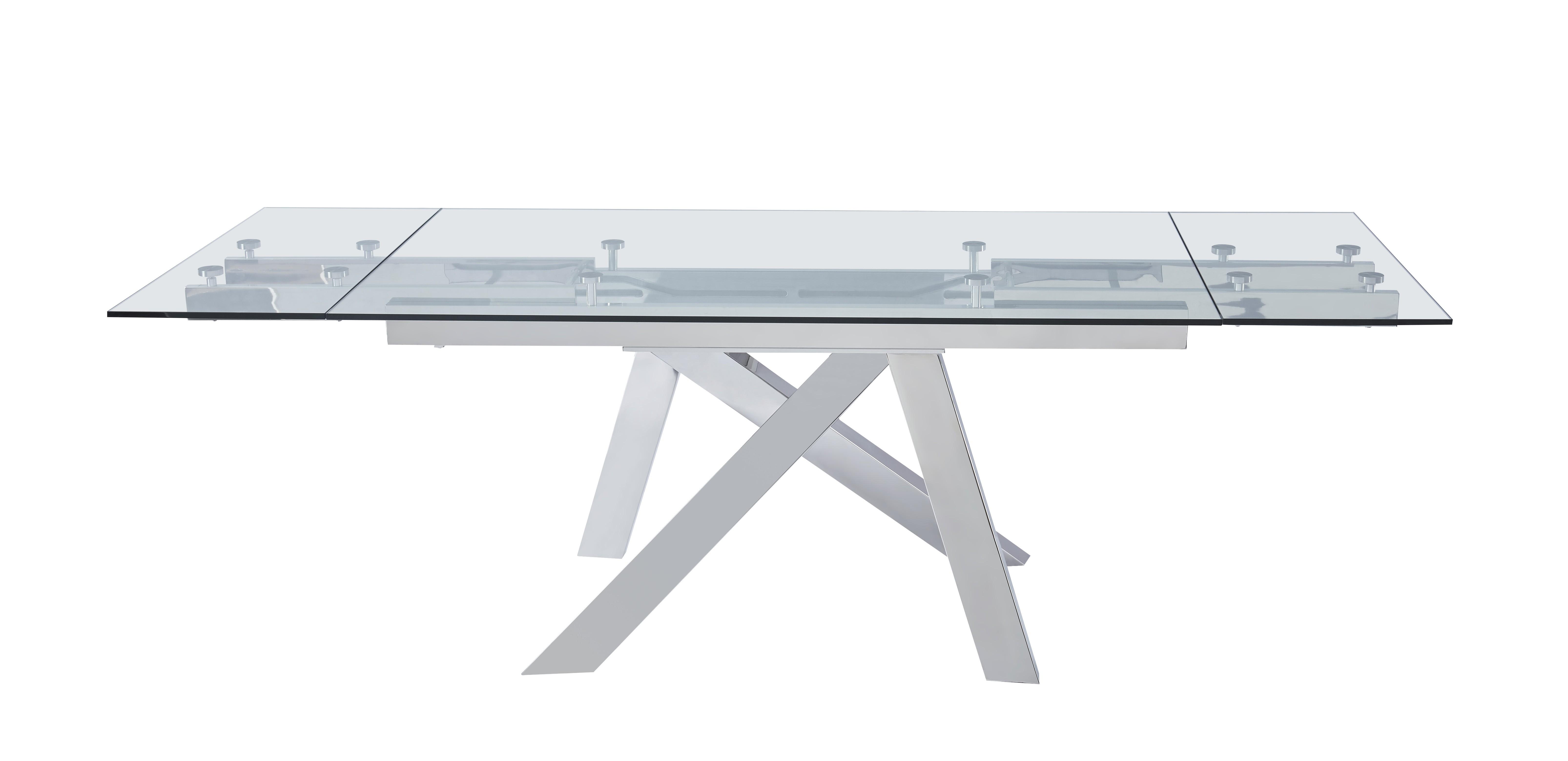 Contemporary, Modern Dining Table Premier 17741 in Chrome, Clear, White 