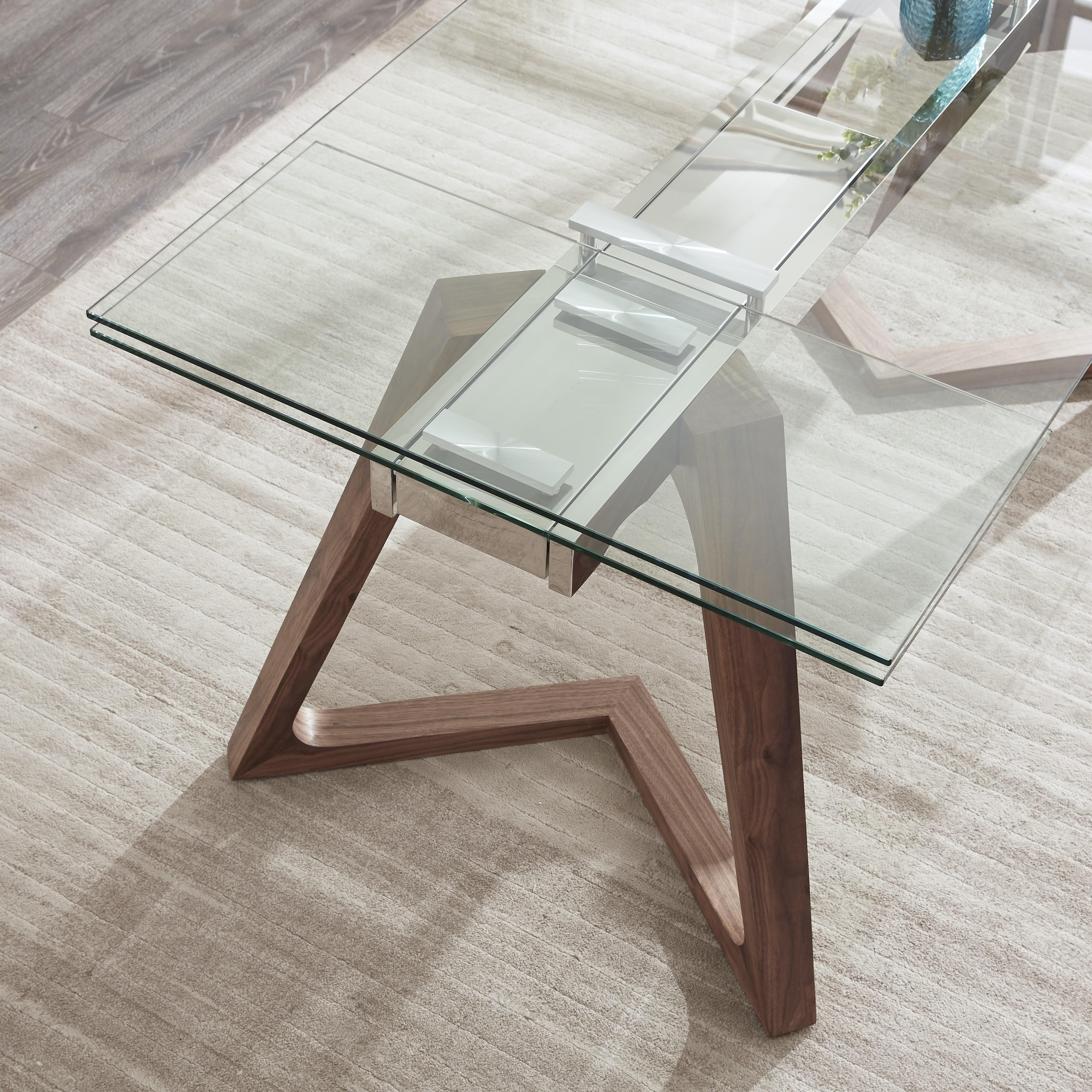 

                    
Buy Clear Glass Top & WalnutLegs Extension Dining Table by J&M Furniture Class
