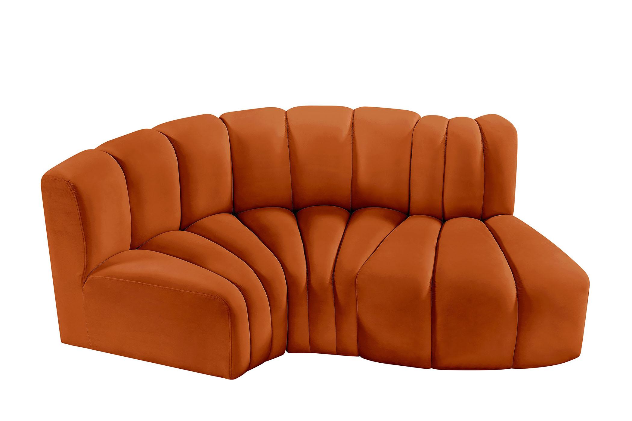 Contemporary, Modern Modular Sectional Sofa ARC 103Cognac-S3D 103Cognac-S3D in Cognac Velvet