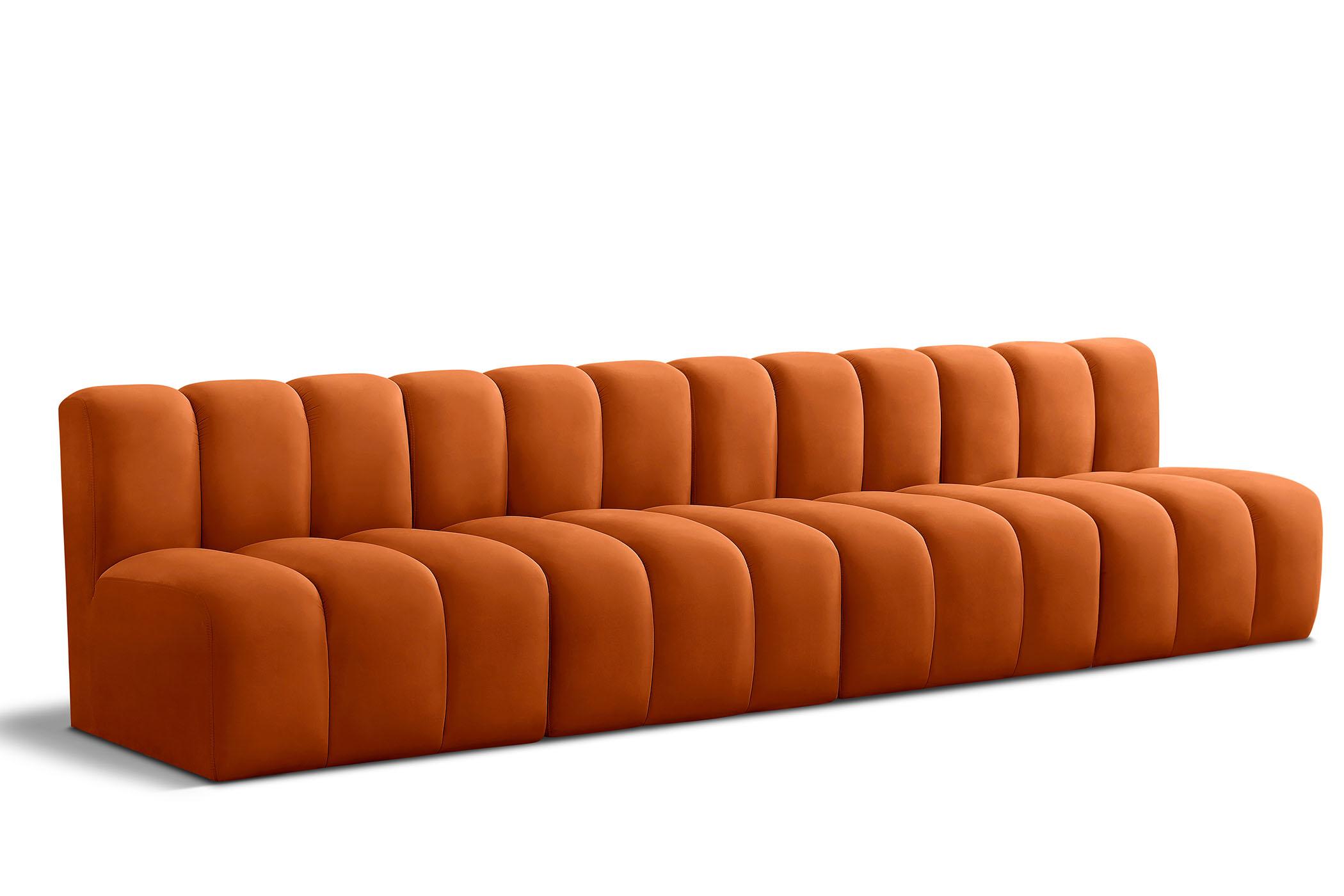Contemporary, Modern Modular Sectional Sofa ARC 103Cognac-S4E 103Cognac-S4E in Cognac Velvet