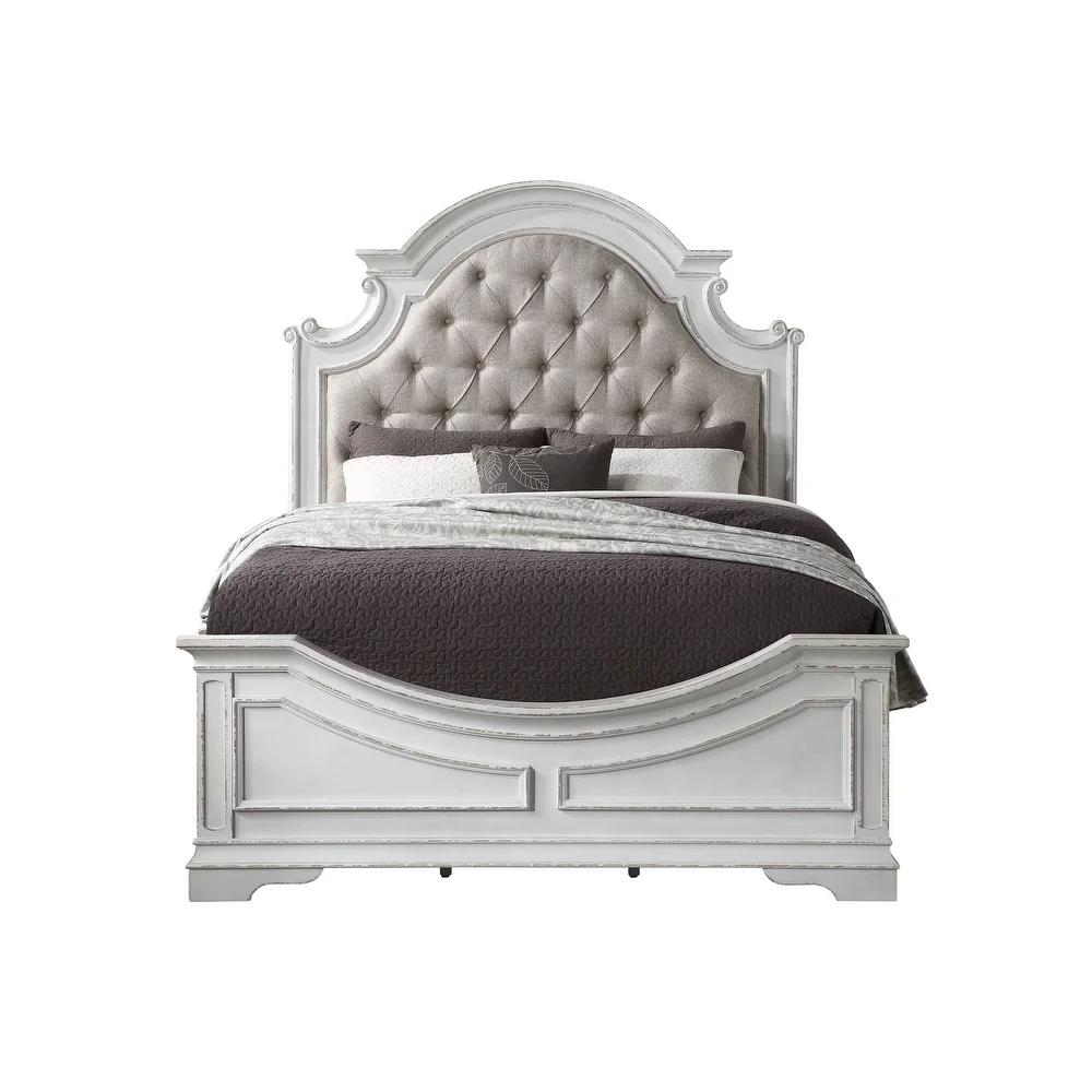 

    
Contemporary Beige PU & Antique White Finish Eastern King Bed by Acme Florian 28717EK
