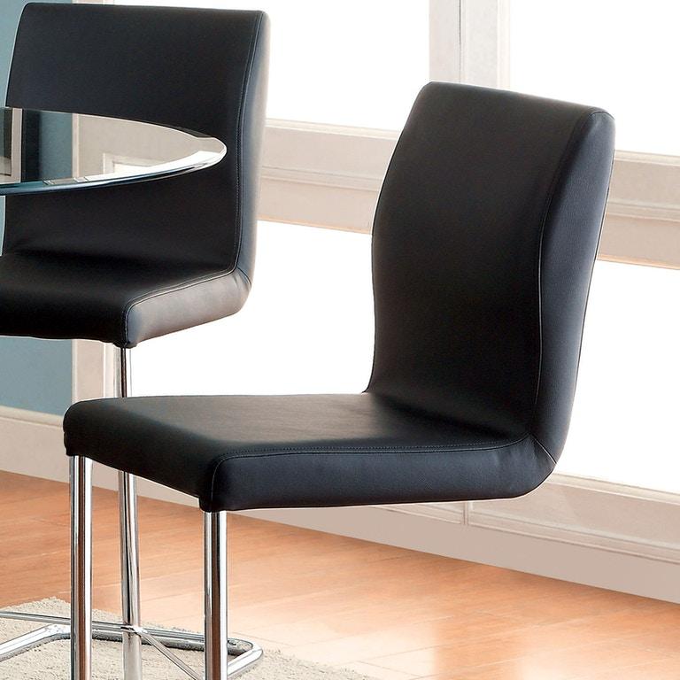 Contemporary Counter Height Chair CM3825BK-PC-2PK Lodia CM3825BK-PC-2PK in Black Leatherette