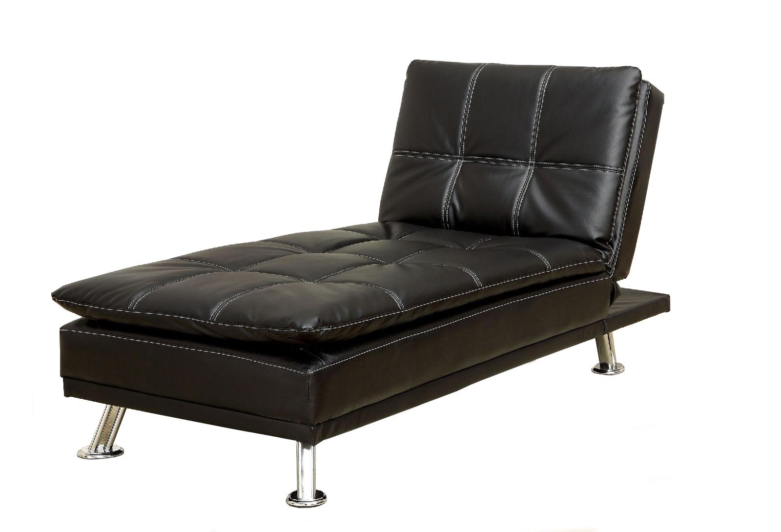 Contemporary Chaise CM2677BK-CE Hauser CM2677BK-CE in Black Leatherette