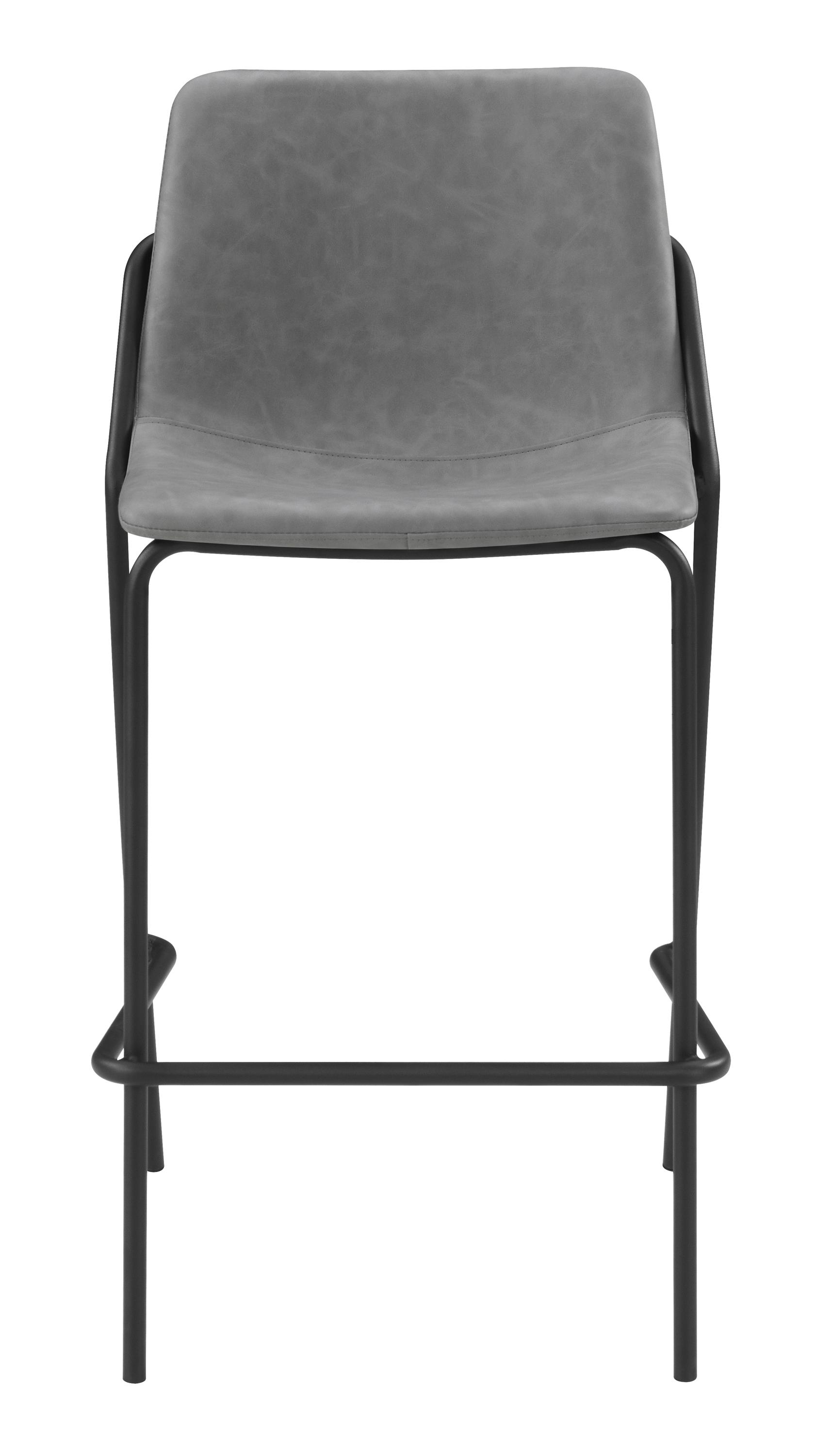 Contemporary Bar Stool Set 183453 183453 in Gray, Black Leatherette