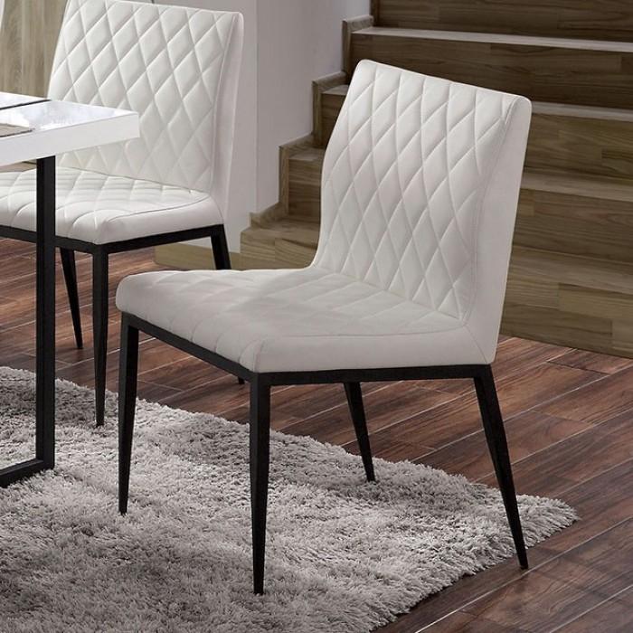 Contemporary Dining Chair FOA3799SC-2PK Alisha FOA3799SC-2PK in White / Black Leatherette