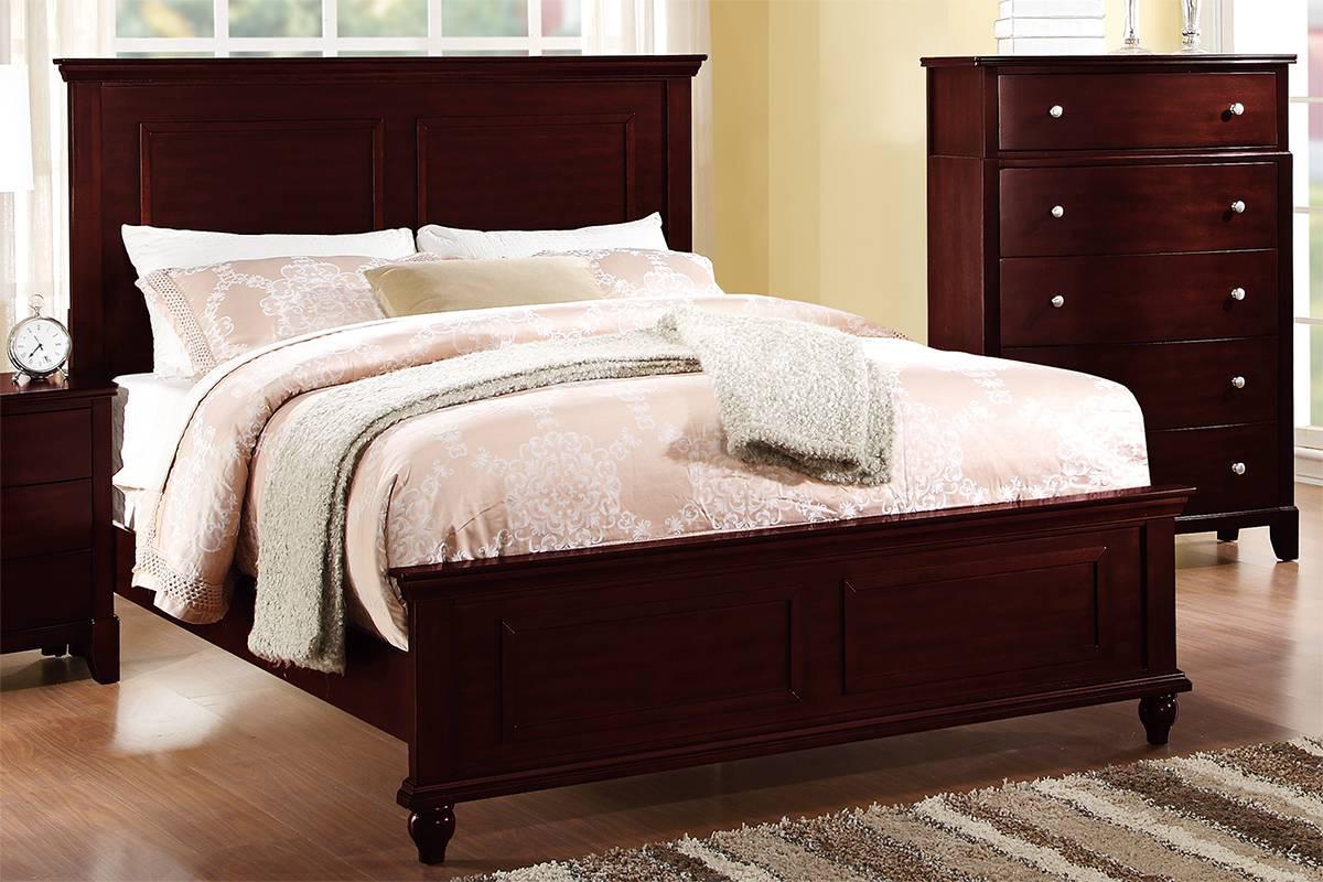 

    
Brown Wood C.King Bed F9174 Poundex Contemporary
