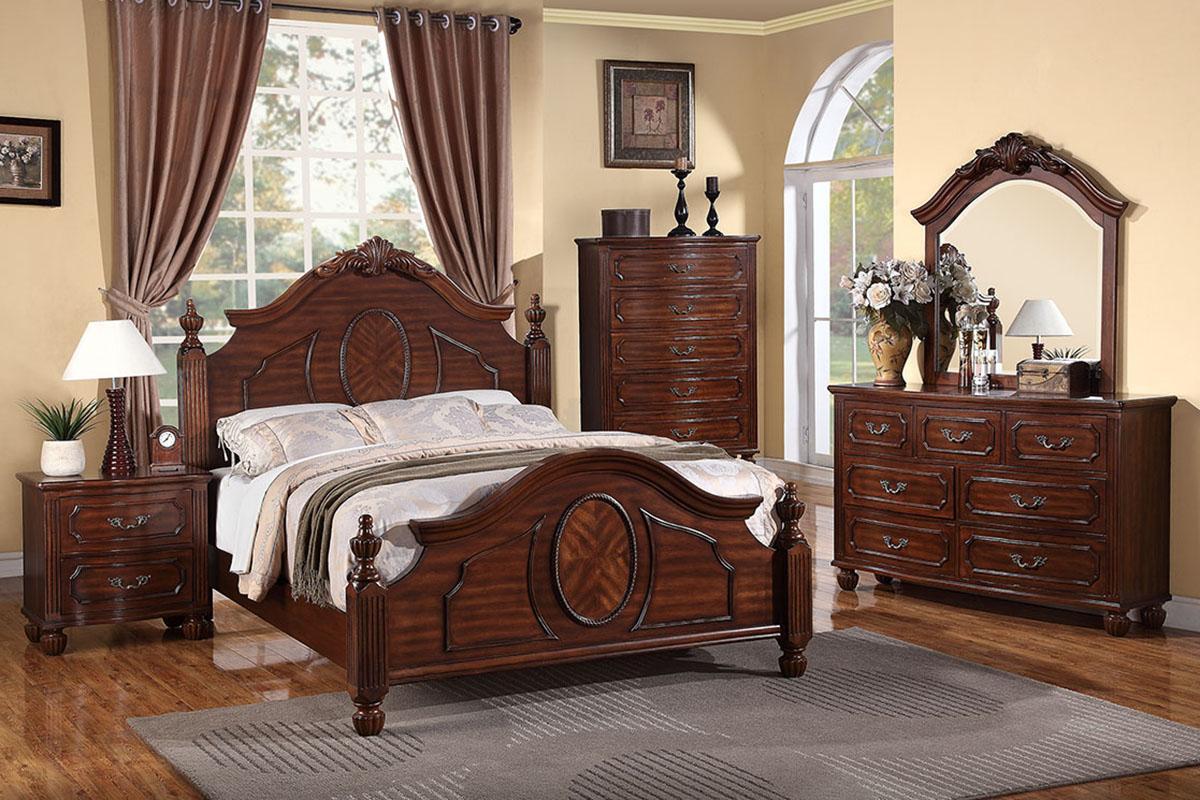 

    
Brown Wood Cal. King Bed F9141 Poundex Contemporary
