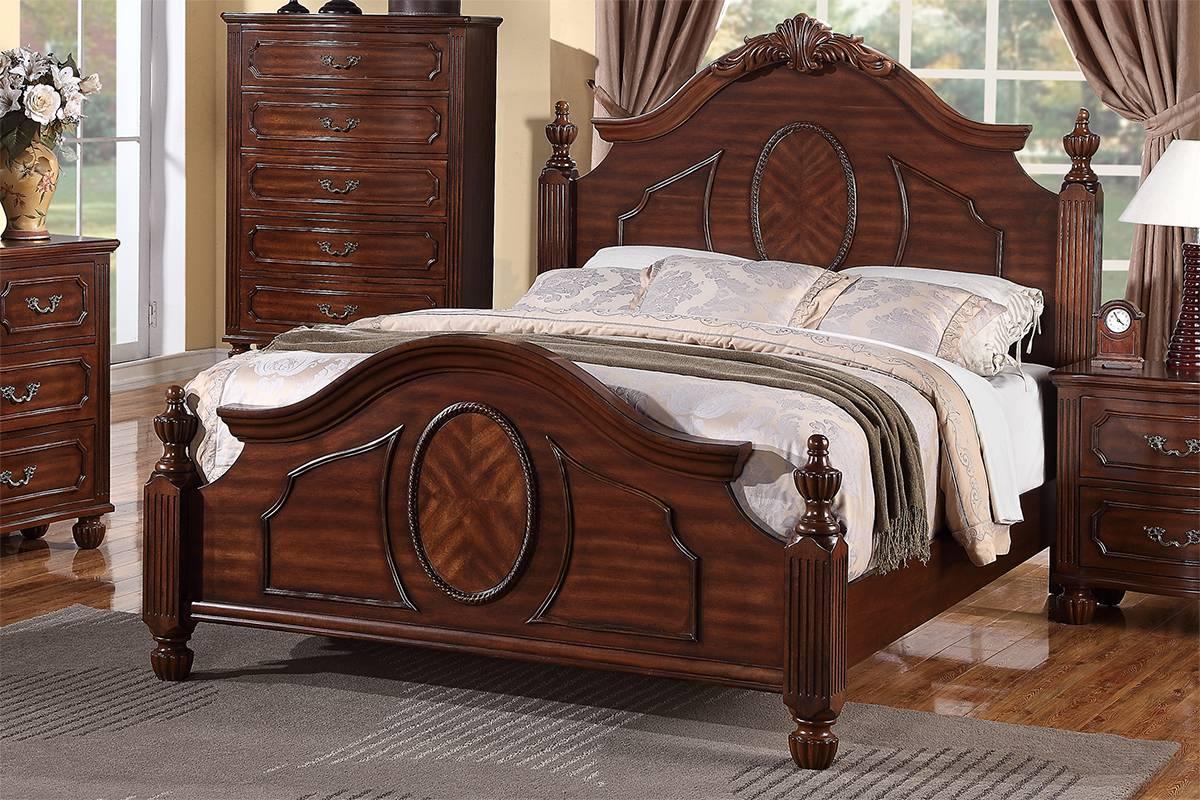 Contemporary Panel Bed F9141 F9141CK in Brown 