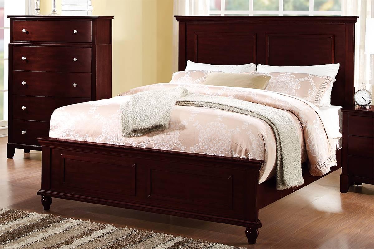 Contemporary Panel Bed F9174 F9174EK in Brown 