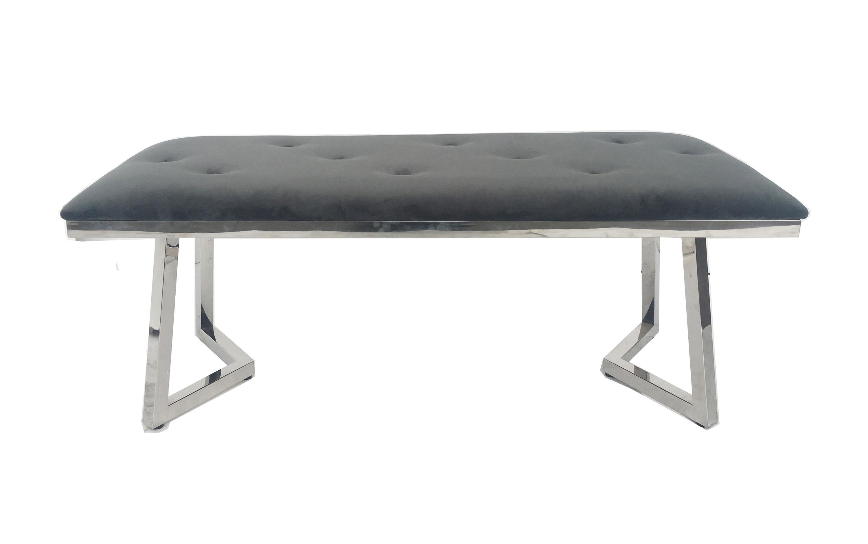 

    
Contemporary Chrome & Dark Gray Velvet Bench Coaster 109453 Beaufort

