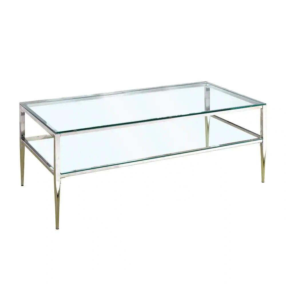 

    
Contemporary Chrome Tempered Glass Coffee Table Furniture of America CM4162CRM-C Tanika
