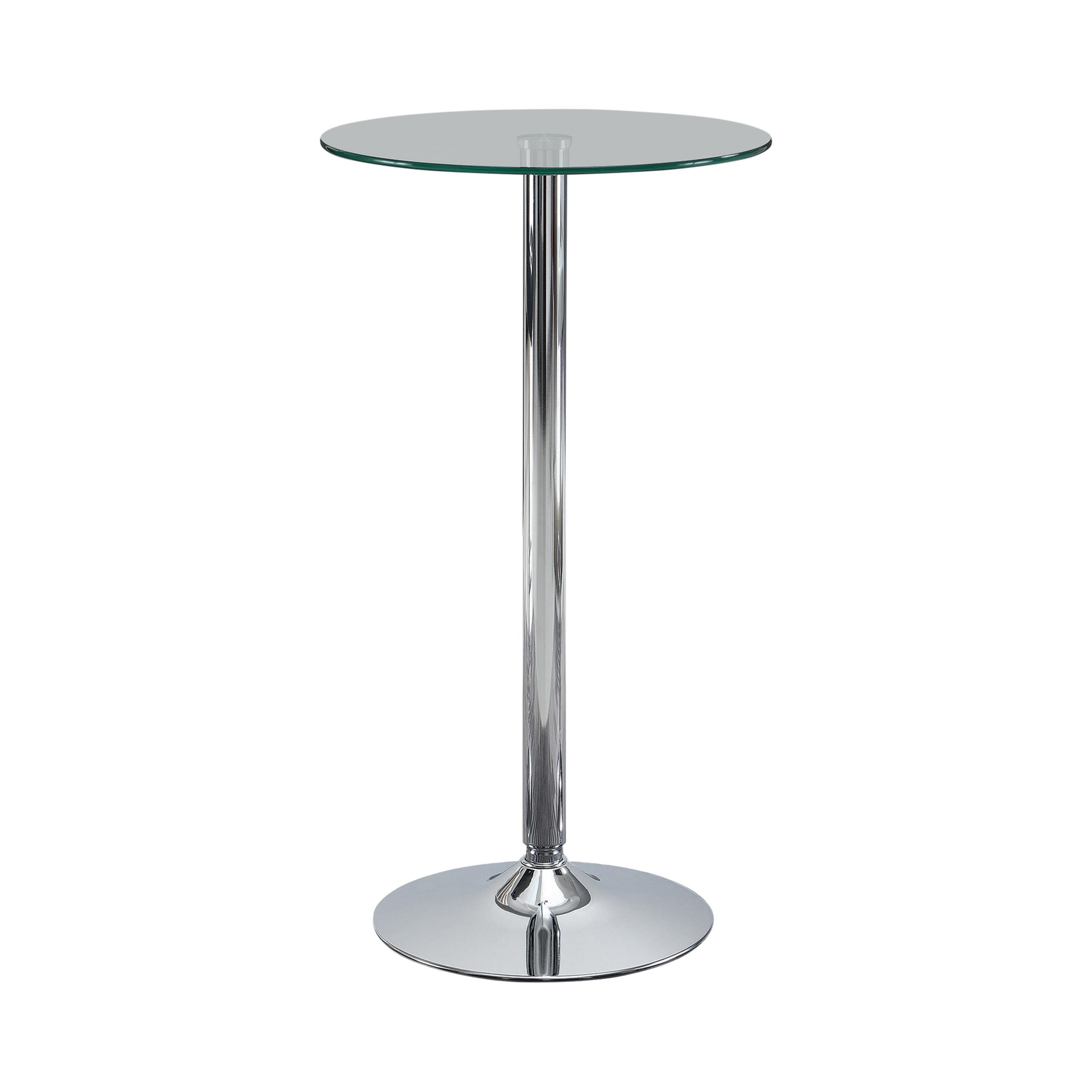 

    
Contemporary Clear Tempered Glass & Chrome Steel Bar Table Coaster 120341
