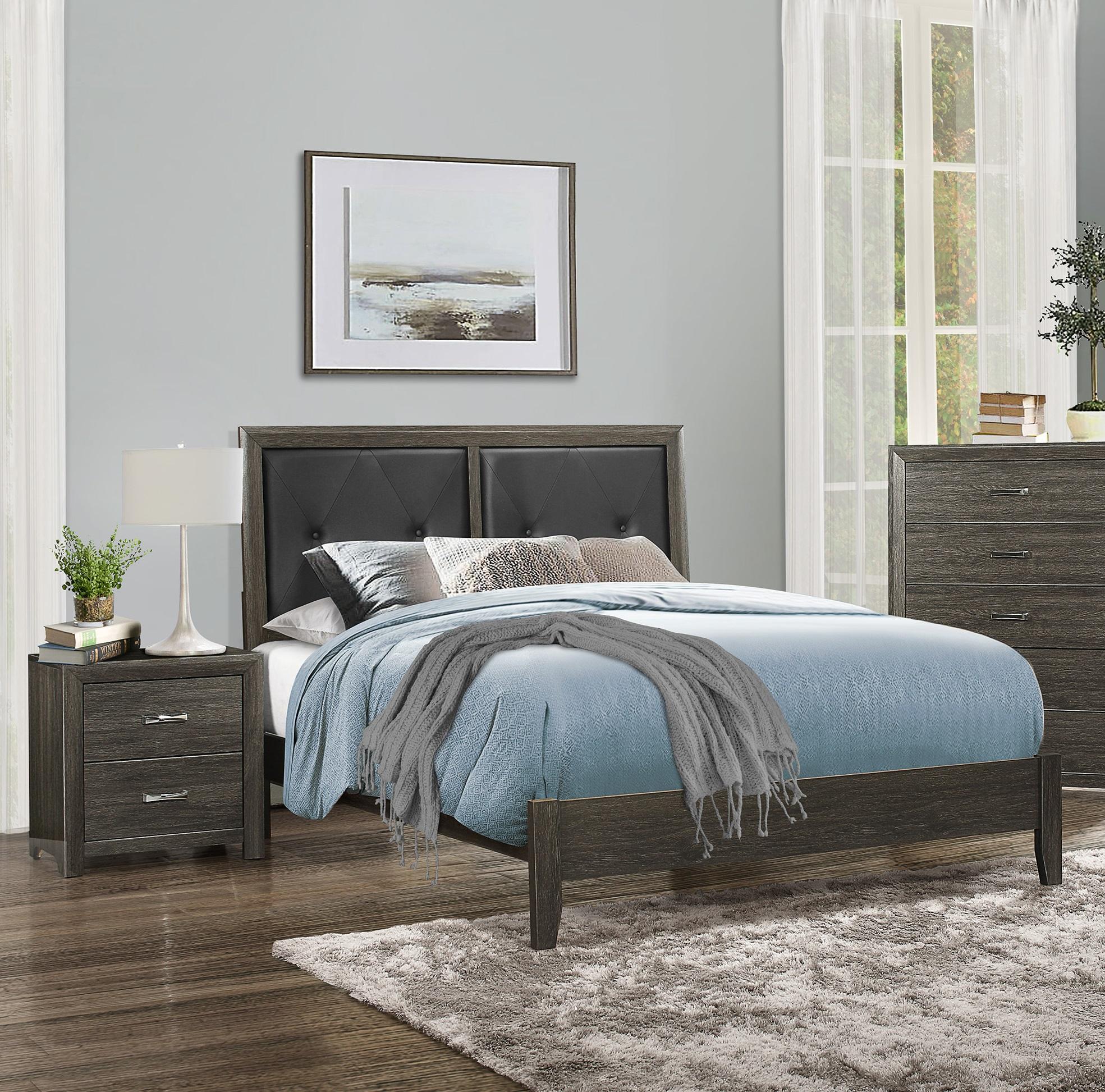 Contemporary Bedroom Set 2145FNP-1-3PC Edina 2145FNP-1-3PC in Dark Gray Faux Leather