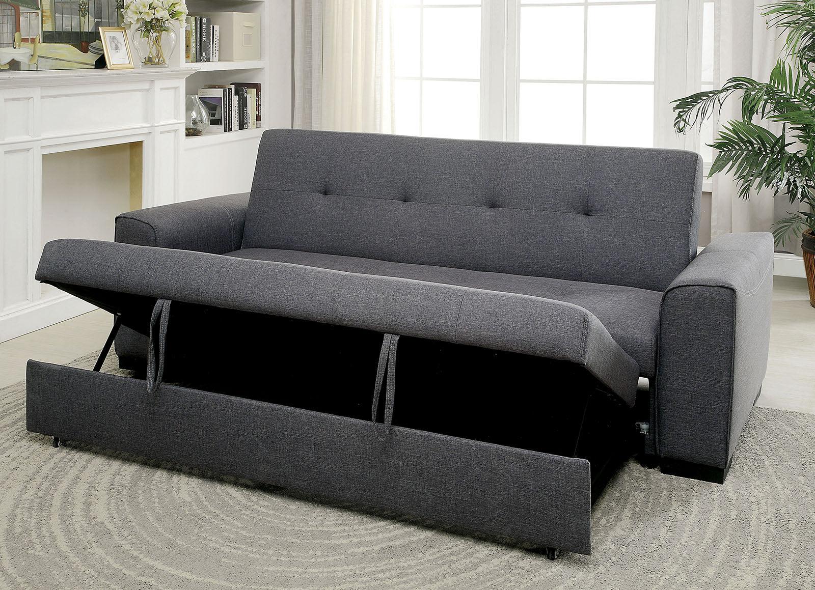 

                    
Furniture of America REILLY CM2815 Futon sofa Gray Linen-like Fabric Purchase 
