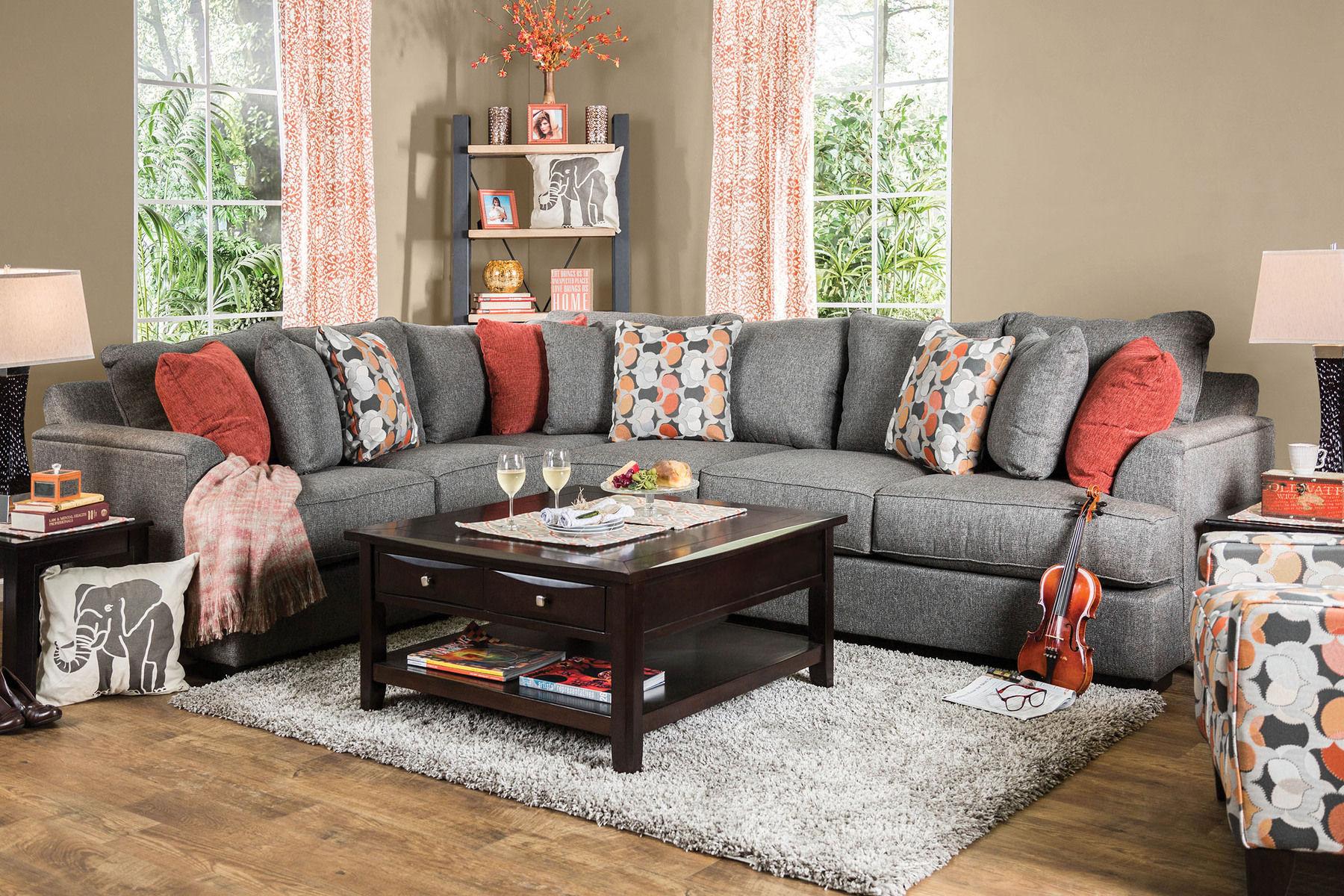 Transitional Sectional Sofa PENNINGTON SM1112 SM1112 in Gray 