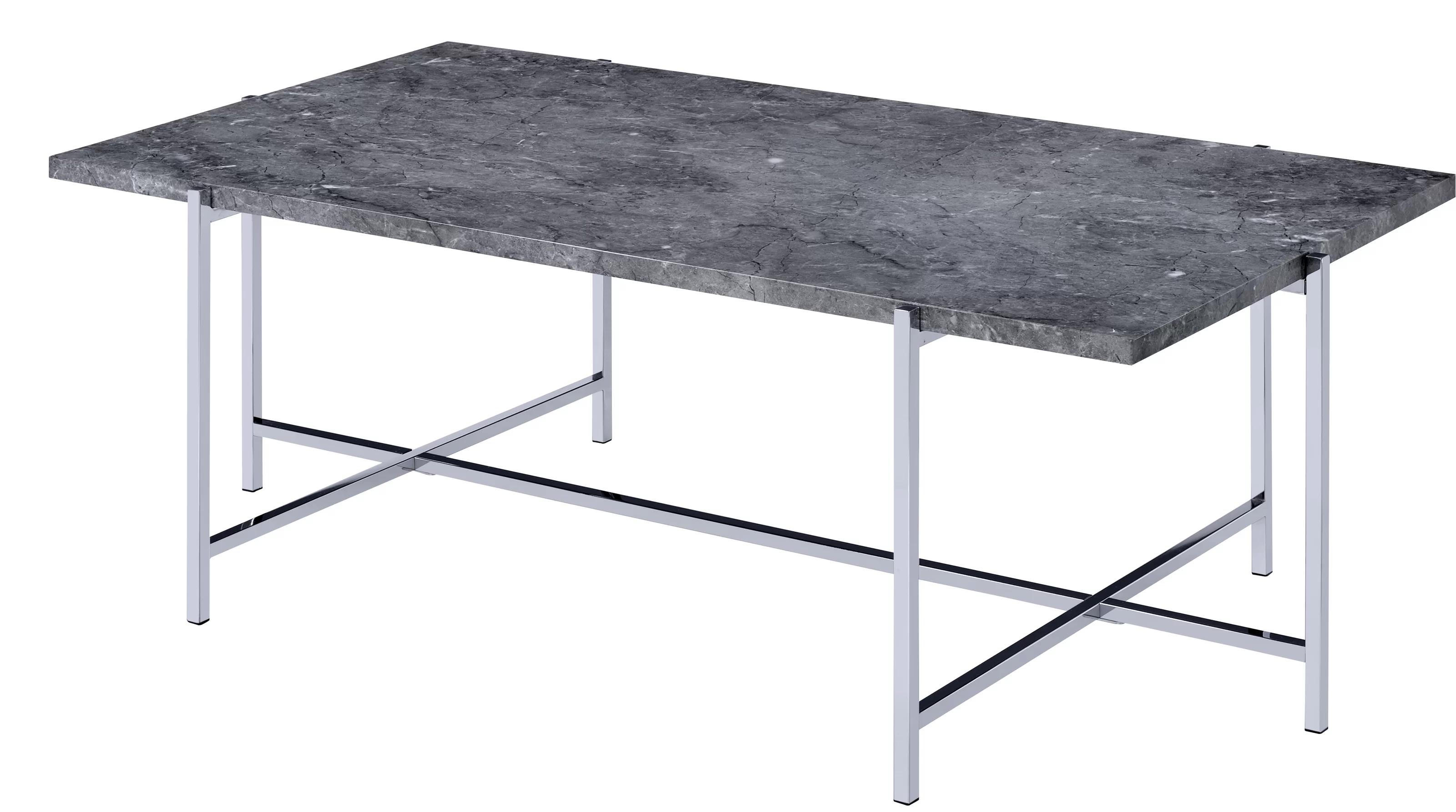 

    
Contemporary Faux Marble & Chrome Coffee Table by Acme Adelae 83935
