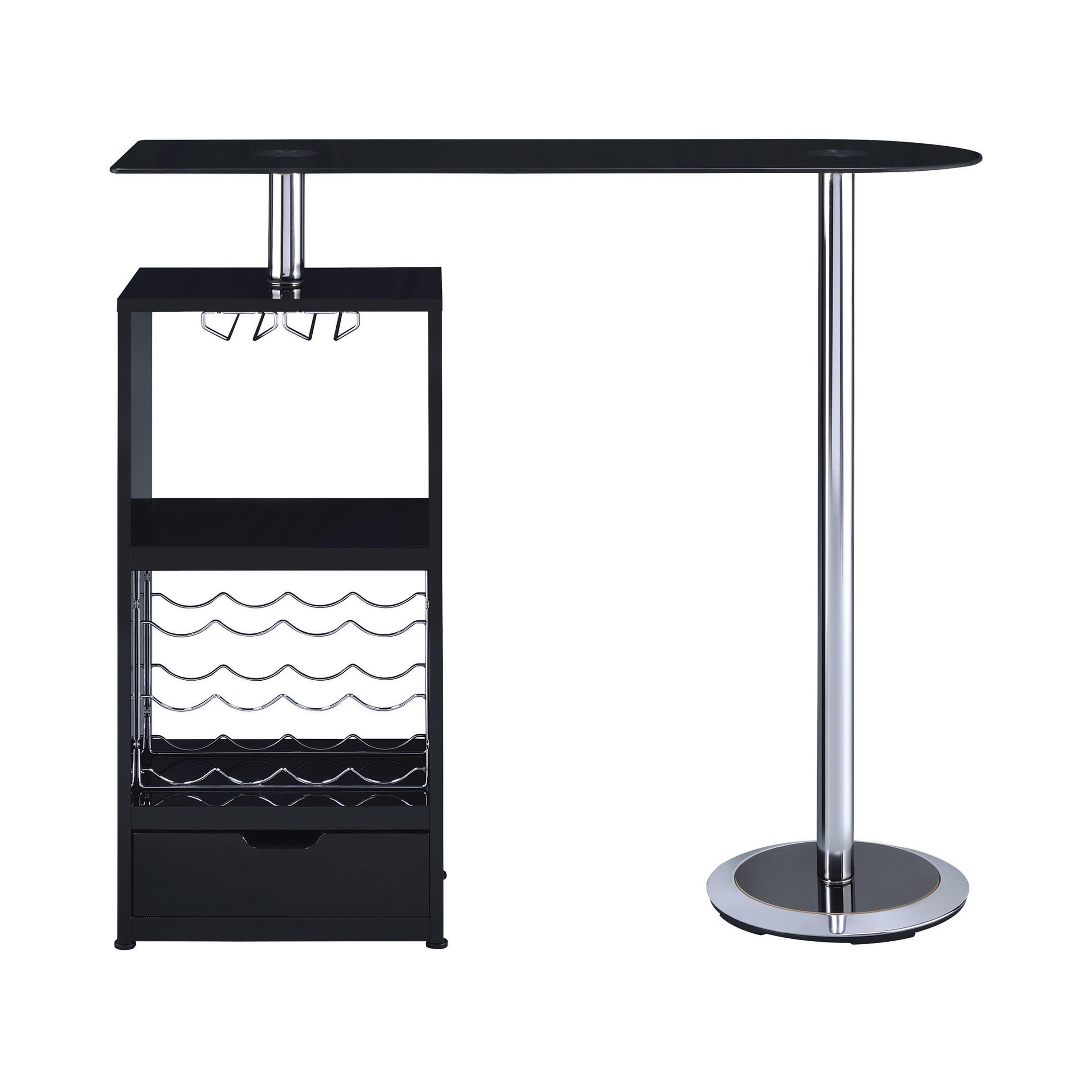Contemporary Bar Table 120451 120451 in Chrome, Black 