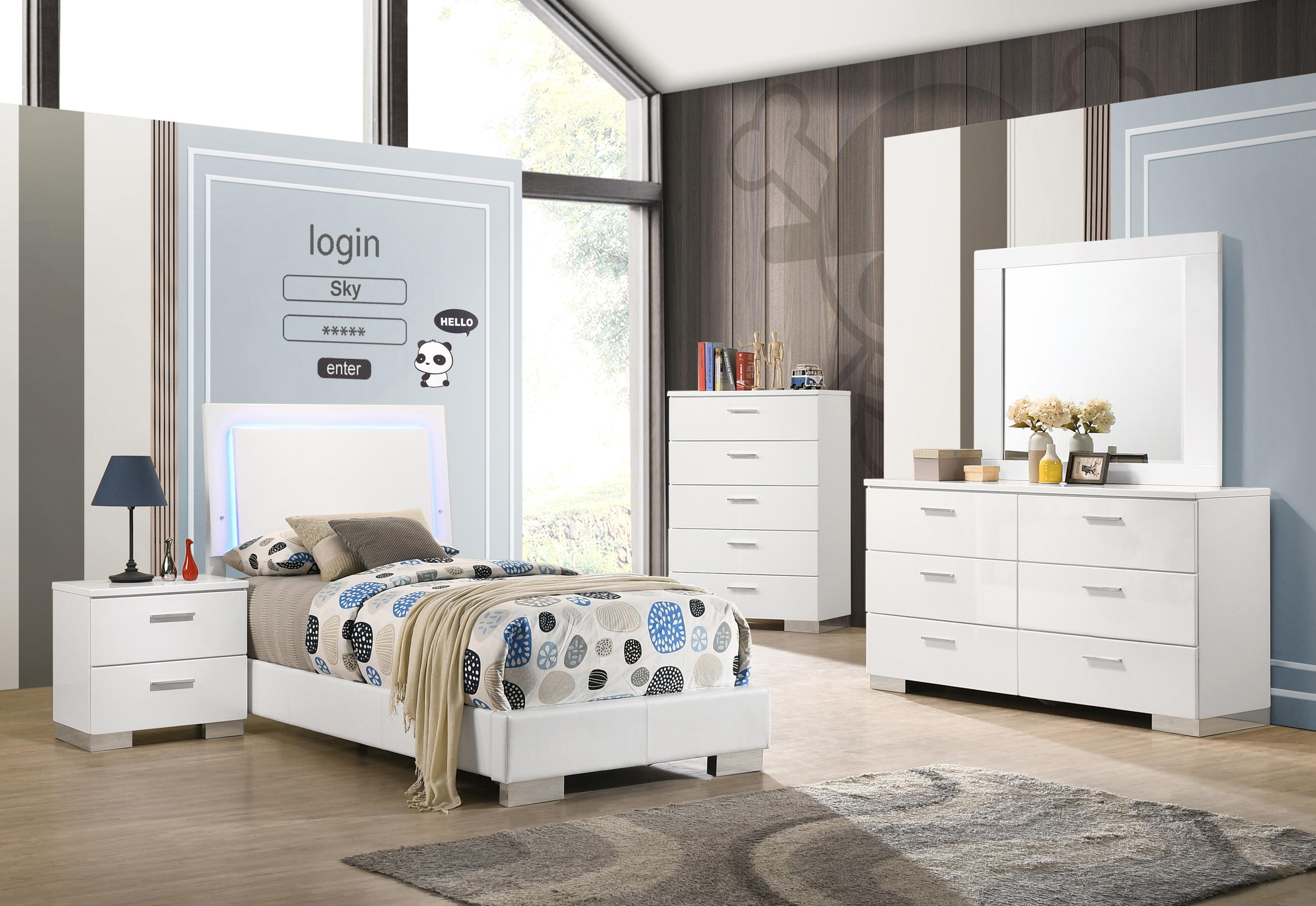 Contemporary Bedroom Set 203500T-3PC Felicity 203500T-3PC in White 