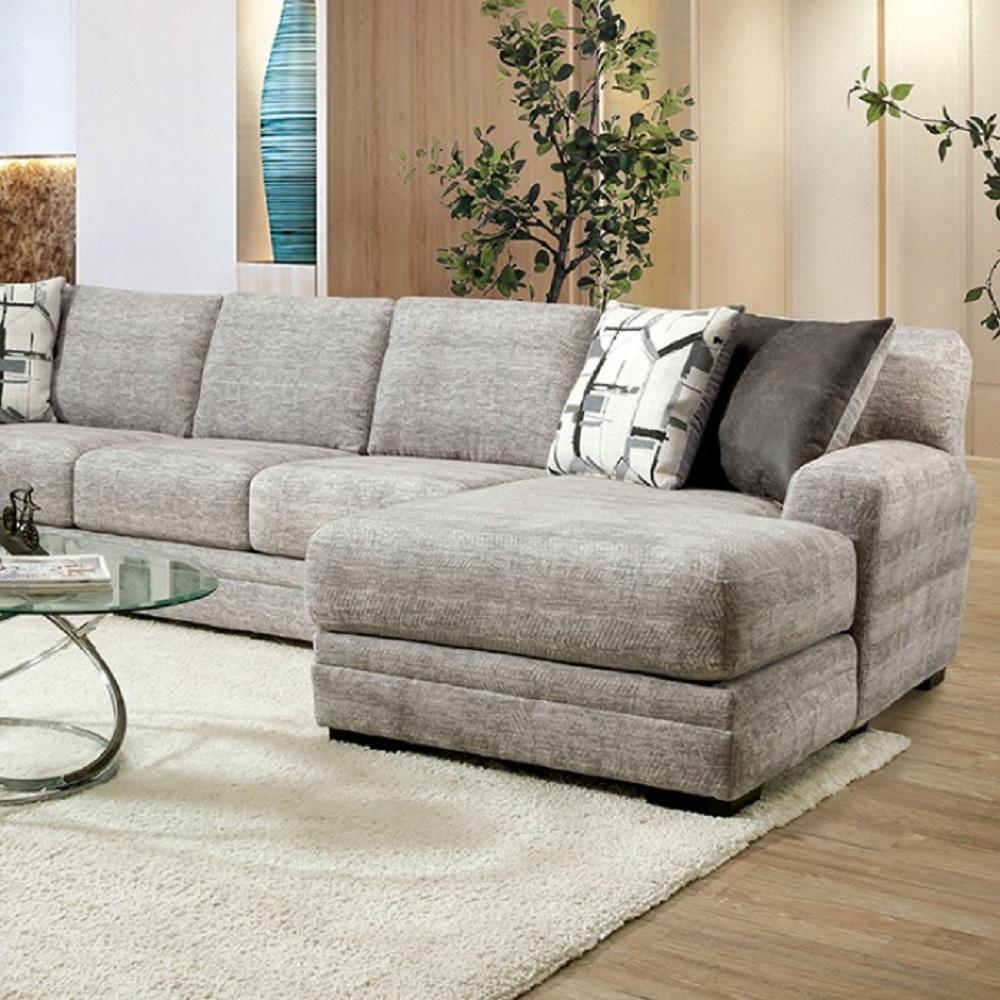 Contemporary Sectional Sofa SM5190 Walthamstow SM5190 in Gray Chenille