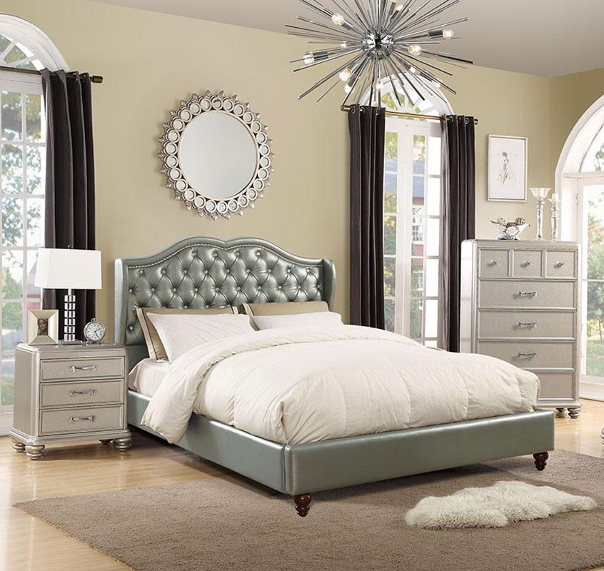 

    
Contemporary Gray Faux Leather Upholstered Calif. King Bed F9367 Poundex
