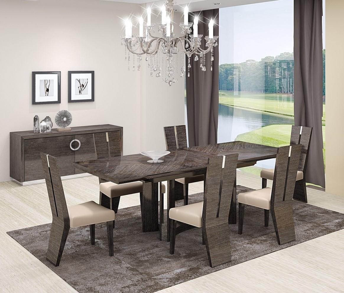 Contemporary Dining Sets D59 D59-SET-GRAY-8-PC in Gray Faux Leather