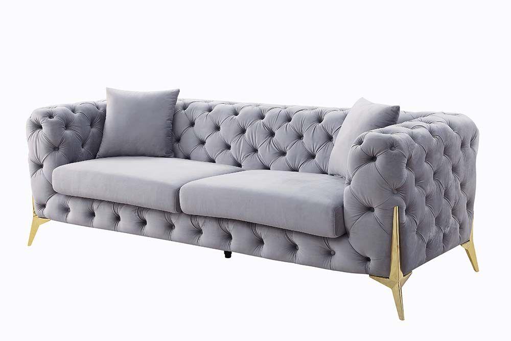 Contemporary Sofa Jelanea LV01406 in Gray Velvet