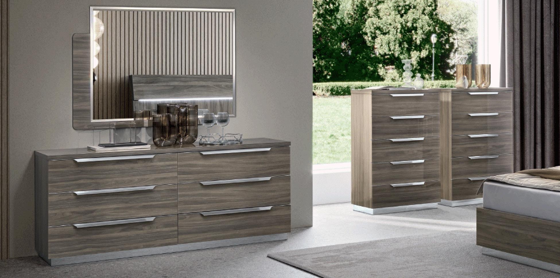 Contemporary Dresser With Mirror Kroma Double Dresser With Mirror 175CMD.01PG-D-2PCS 175CMD.01PG-D-2PCS in Gray 