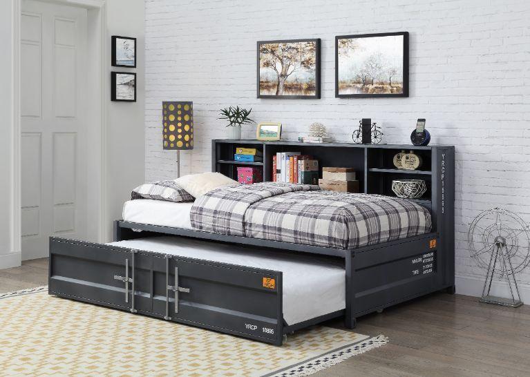 

    
38270 Contemporary Gunmetal Twin Bed w/ Trundle by Acme Cargo 38270
