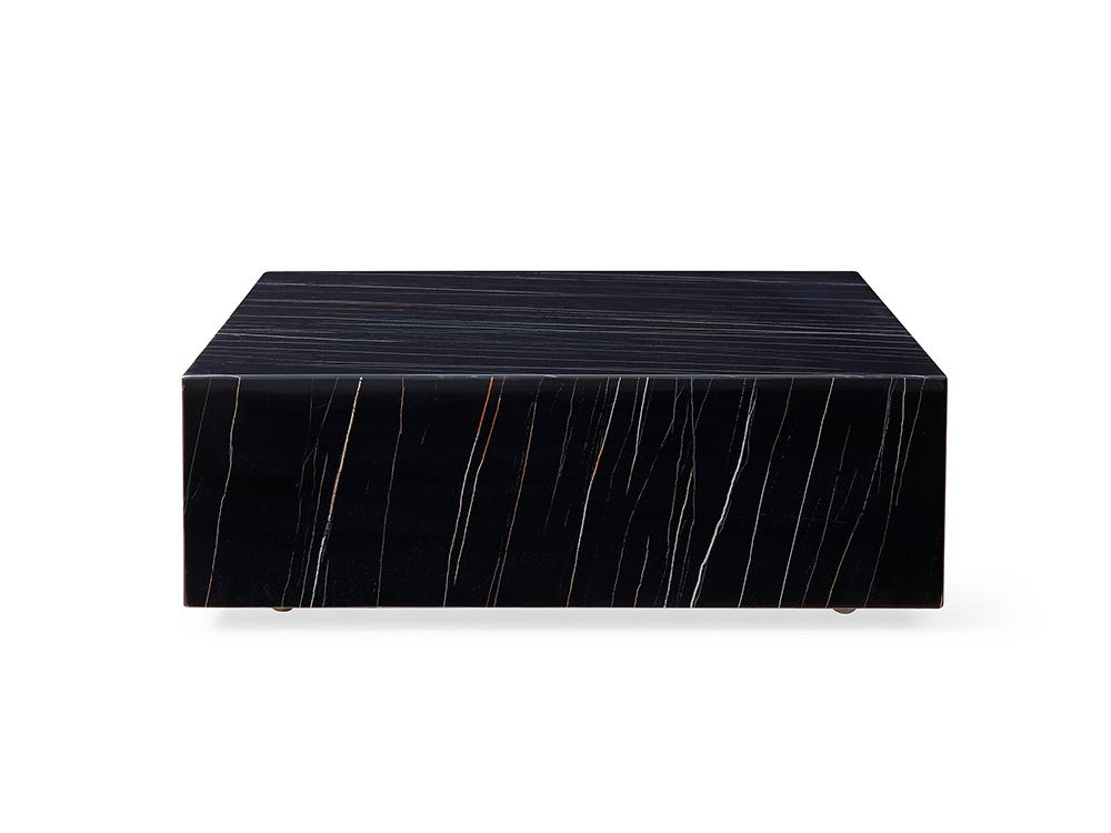 

    
Contemporary High Gloss Black Marble Coffee Table WhiteLine CT1667-BLK Cube
