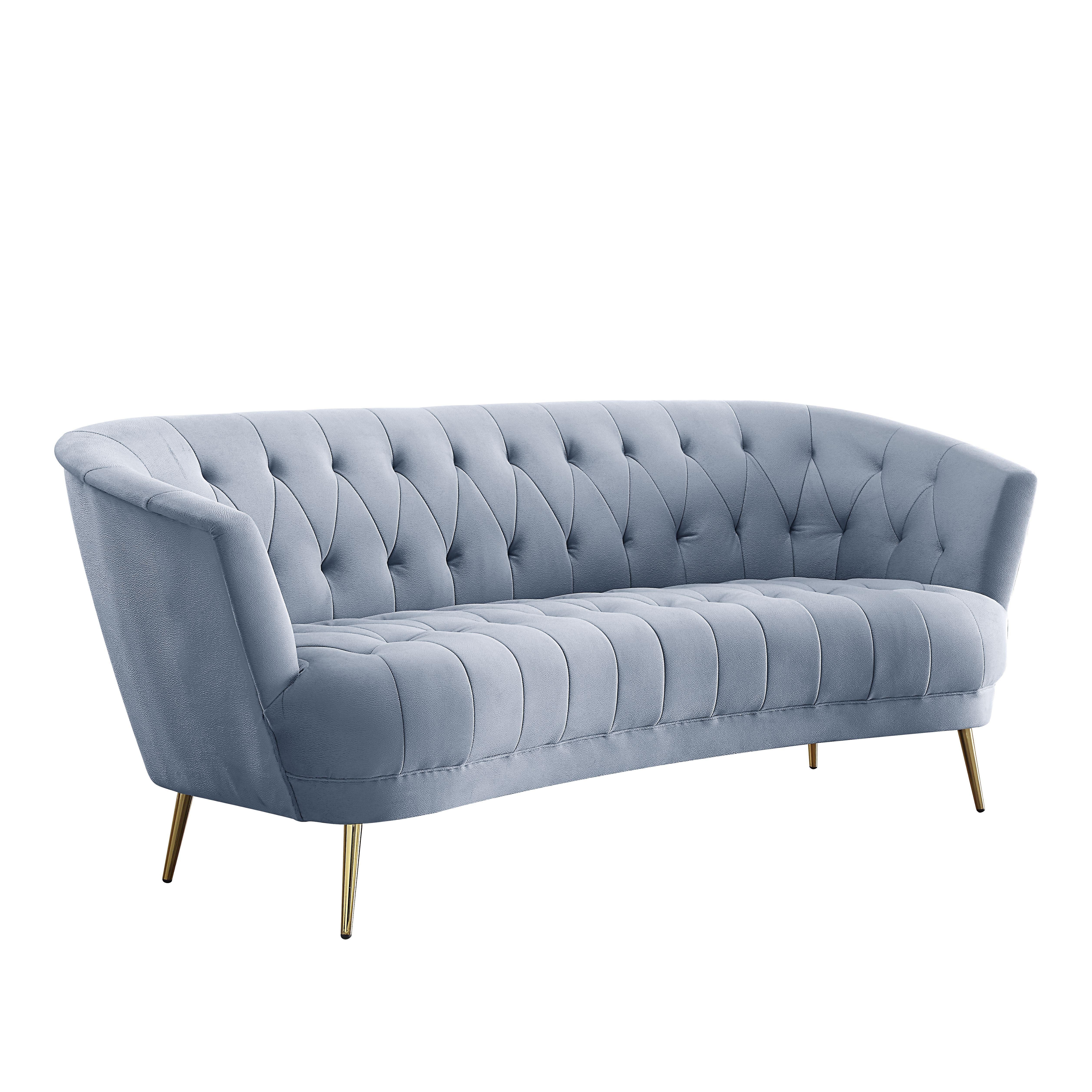Contemporary, Classic Sofa Bayram LV00207 in Light Gray Velvet