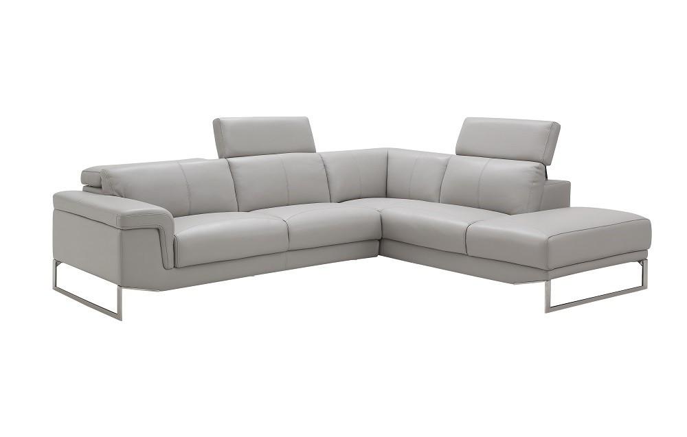 Contemporary Sectional Sofa Athena 17527 in Light Grey Leather